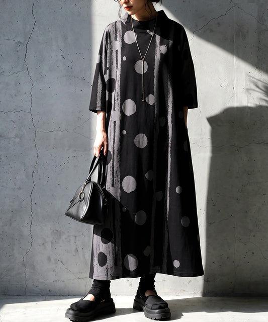 Polka Dot And Striped Long Dress Ladies