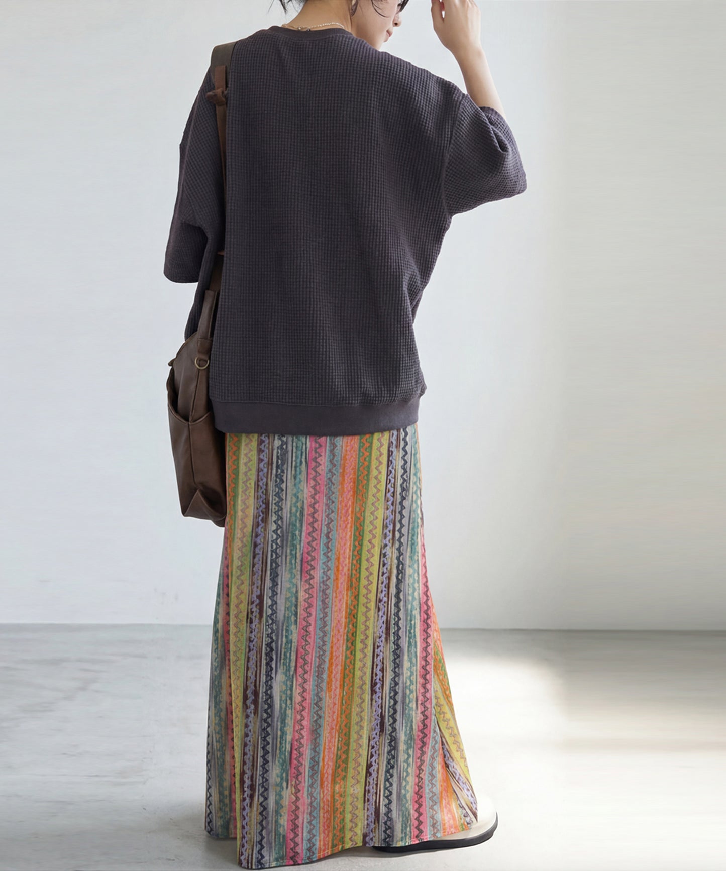 Striped Flared Long Skirt Ladies
