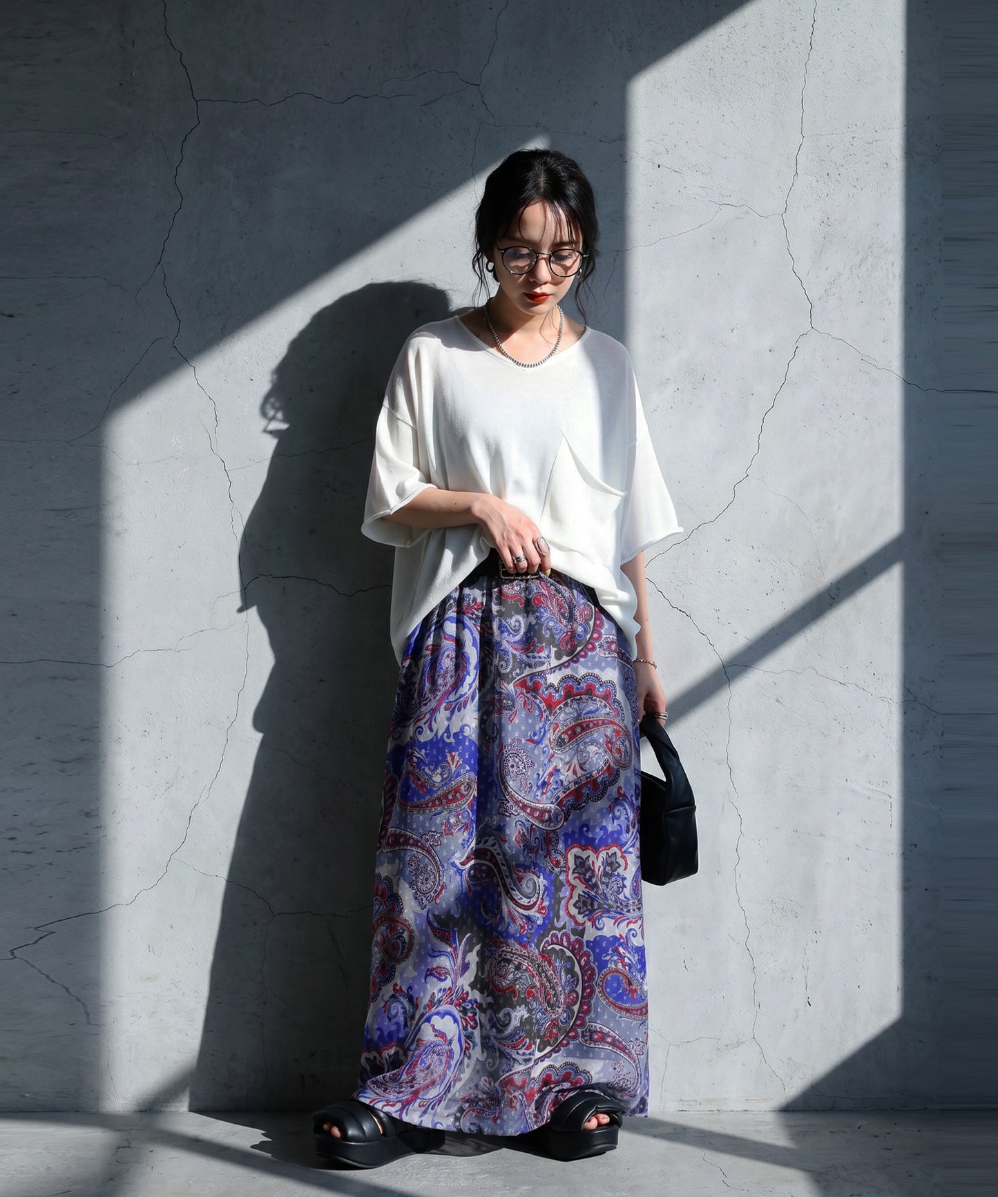 Paisley Print Sheer A-Line Skirt Ladies