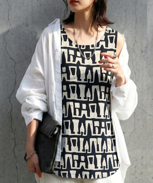 Geometric Pattern Art Print Tank Top Ladies