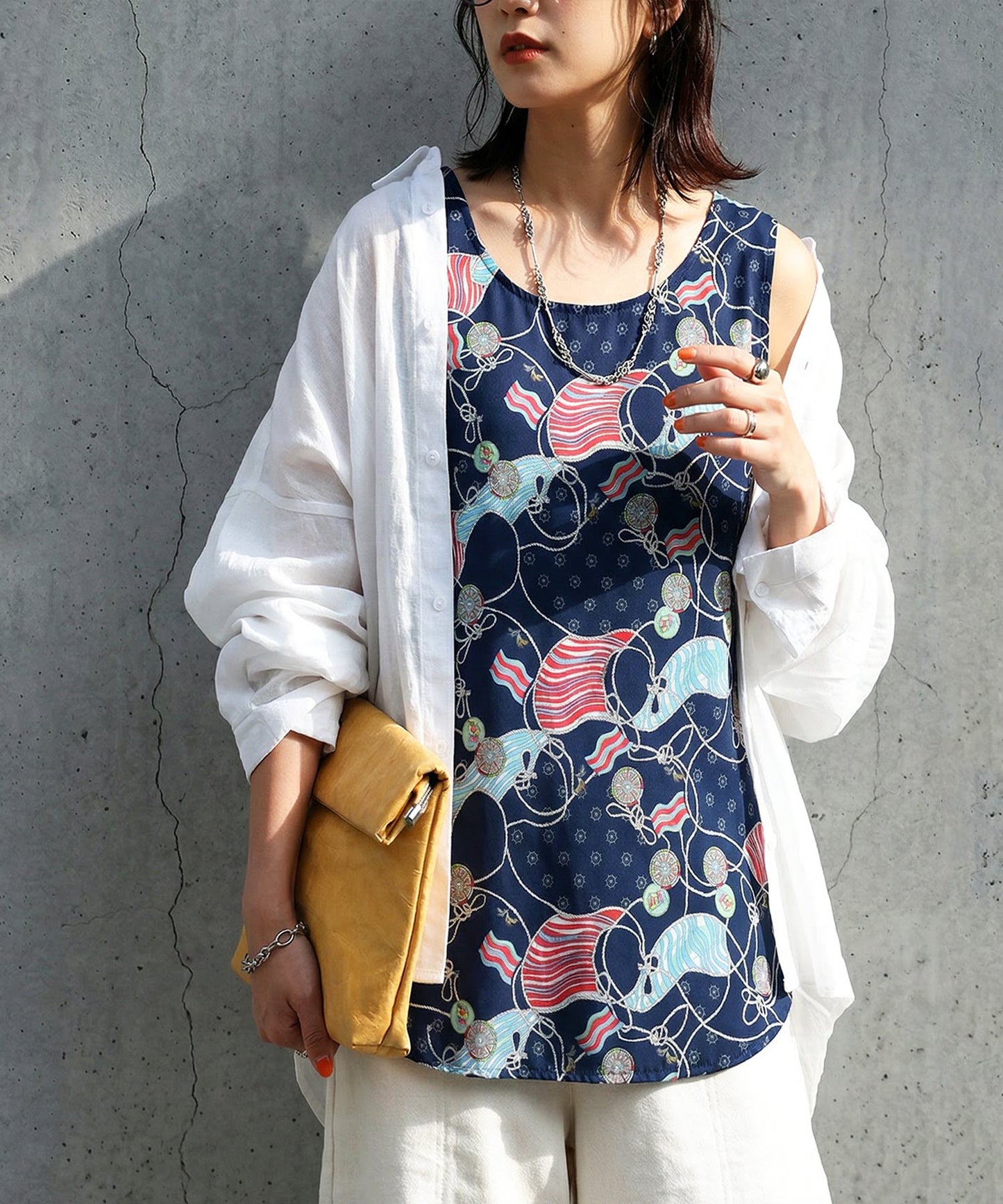 Retro Marine Pattern Tank Top Ladies