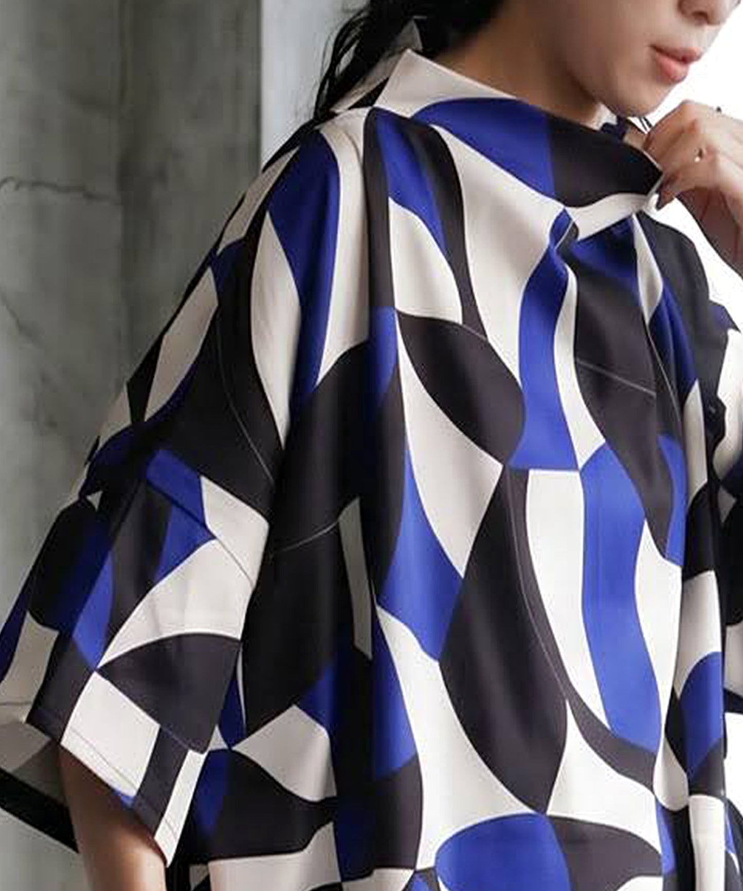 Geometric Pattern Turtleneck Dress Ladies