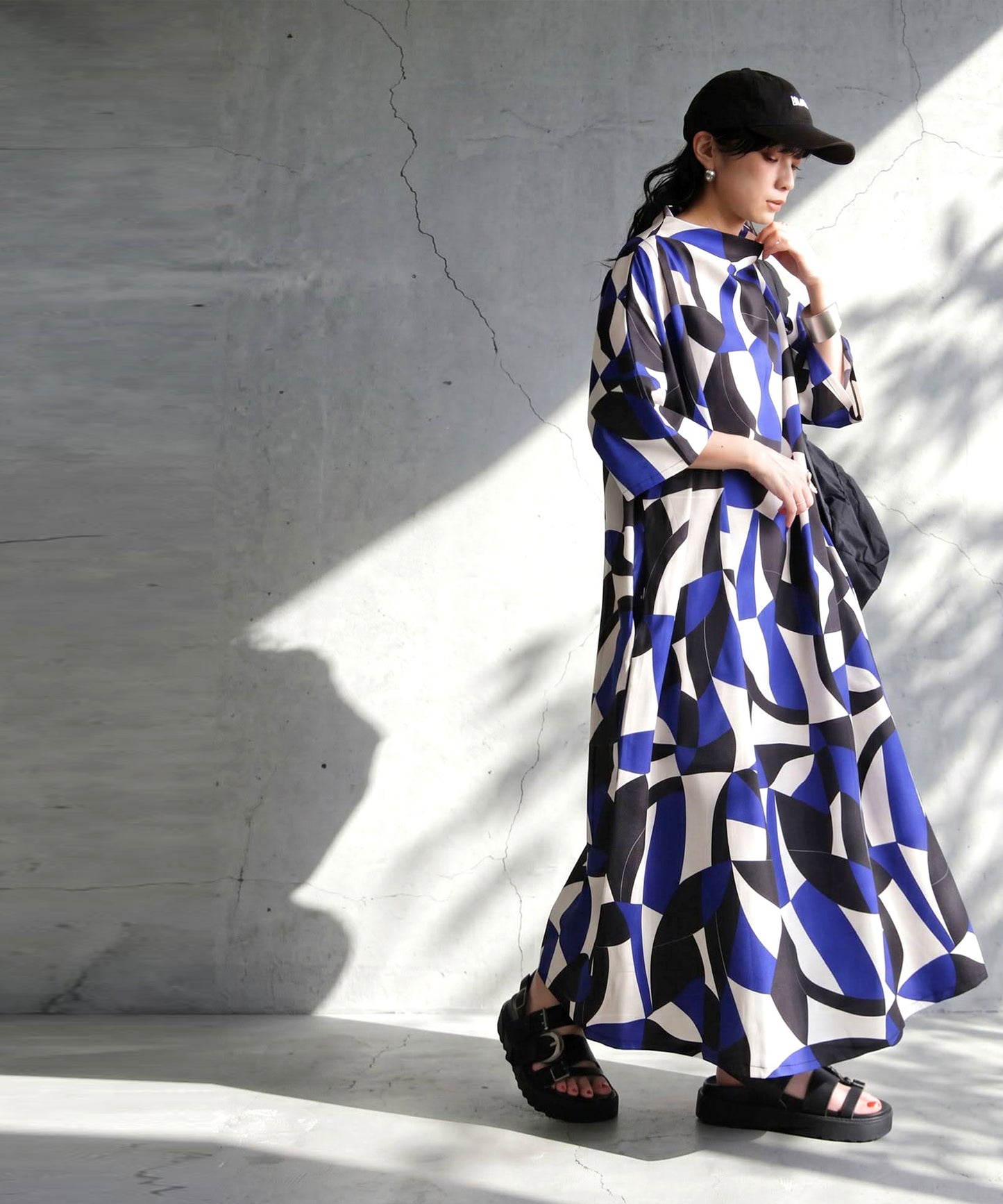 Geometric Pattern Turtleneck Dress Ladies