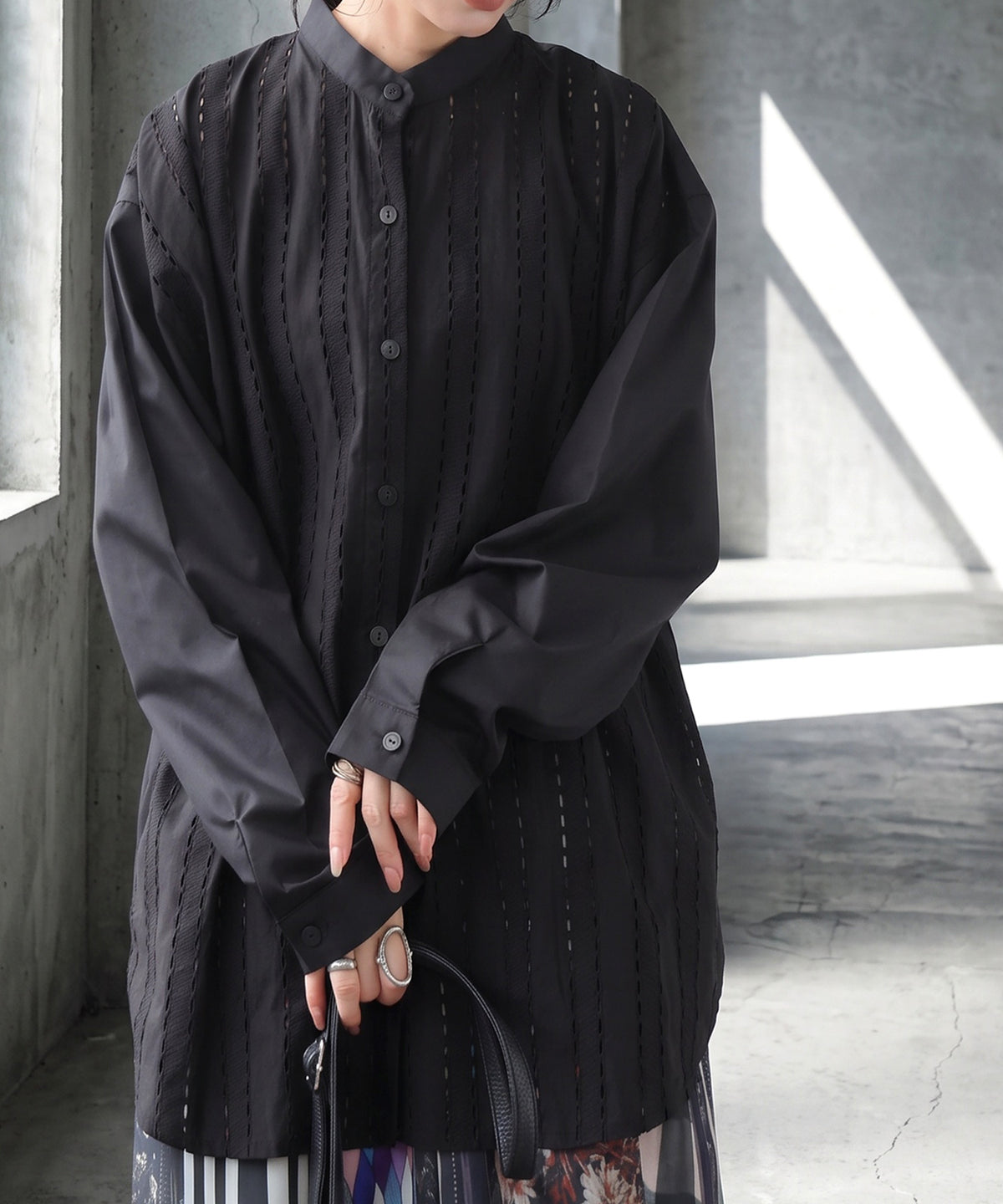 Lace-Trimmed Cotton Sheer Shirt Ladies
