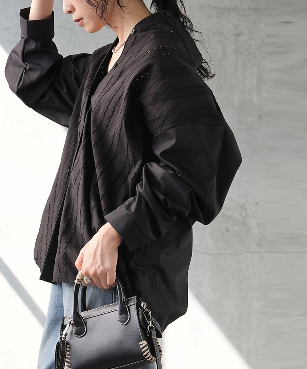 Lace-Trimmed Cotton Sheer Shirt Ladies