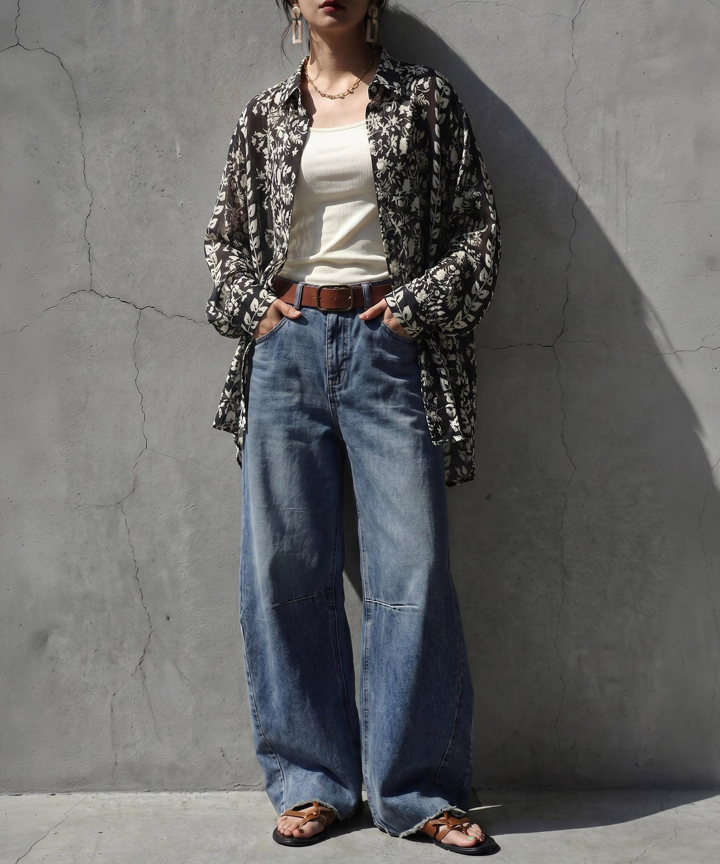 Floral And Botanical Print Sheer Shirt Ladies
