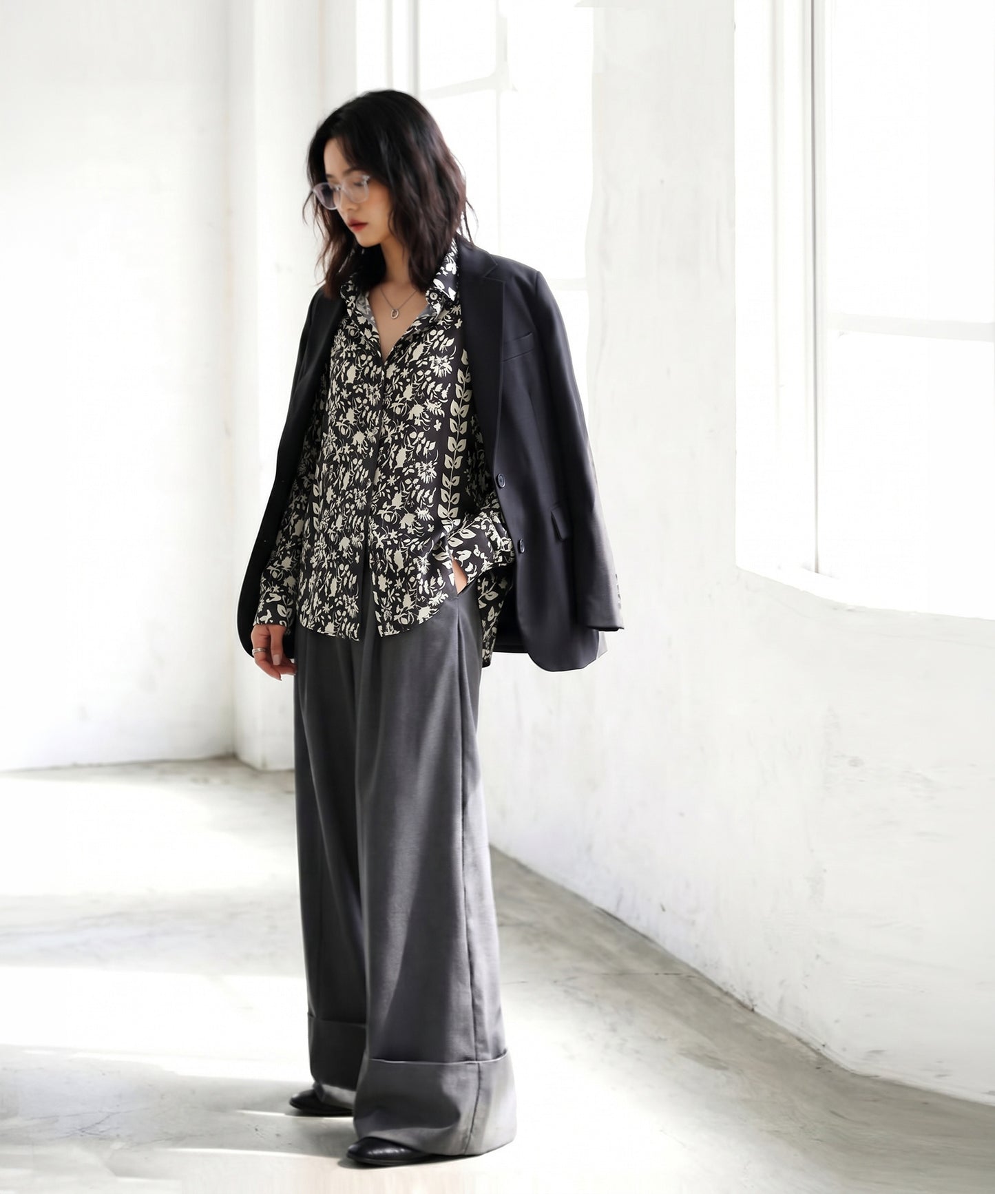 Floral And Botanical Print Sheer Shirt Ladies