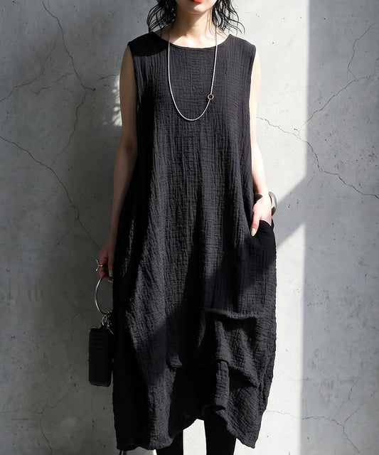 Sleeveless, Textured Fabric, Cocoon Silhouette Dress Ladies