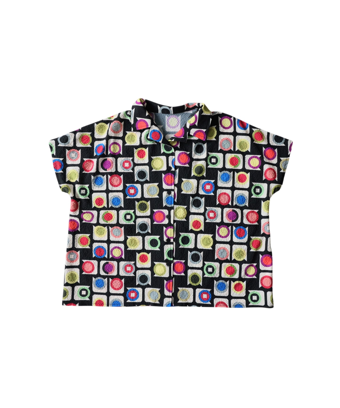 Geometric Pattern Polka Dot Open-Collar Shirt Ladies
