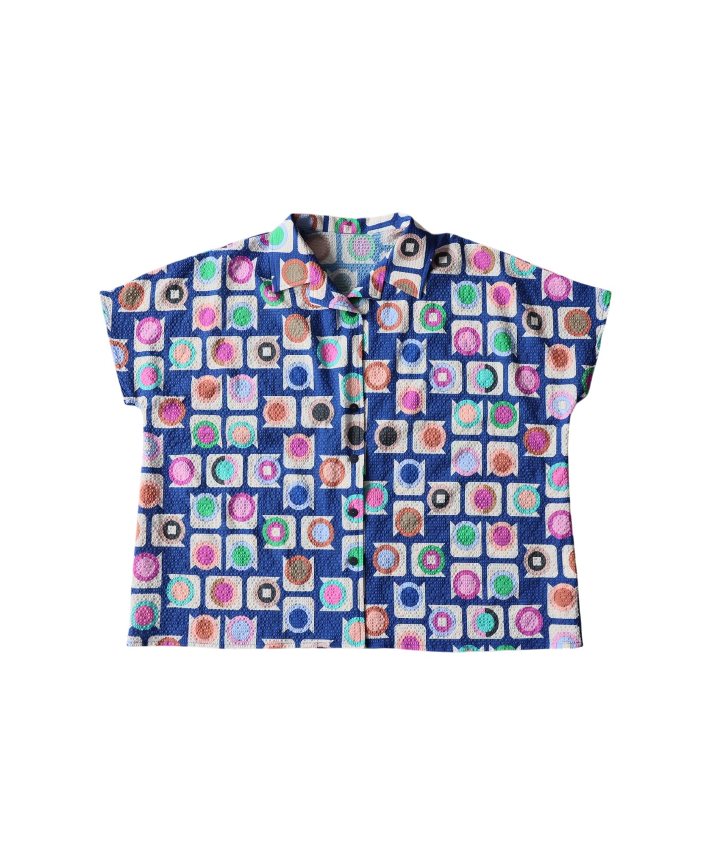 Geometric Pattern Polka Dot Open-Collar Shirt Ladies