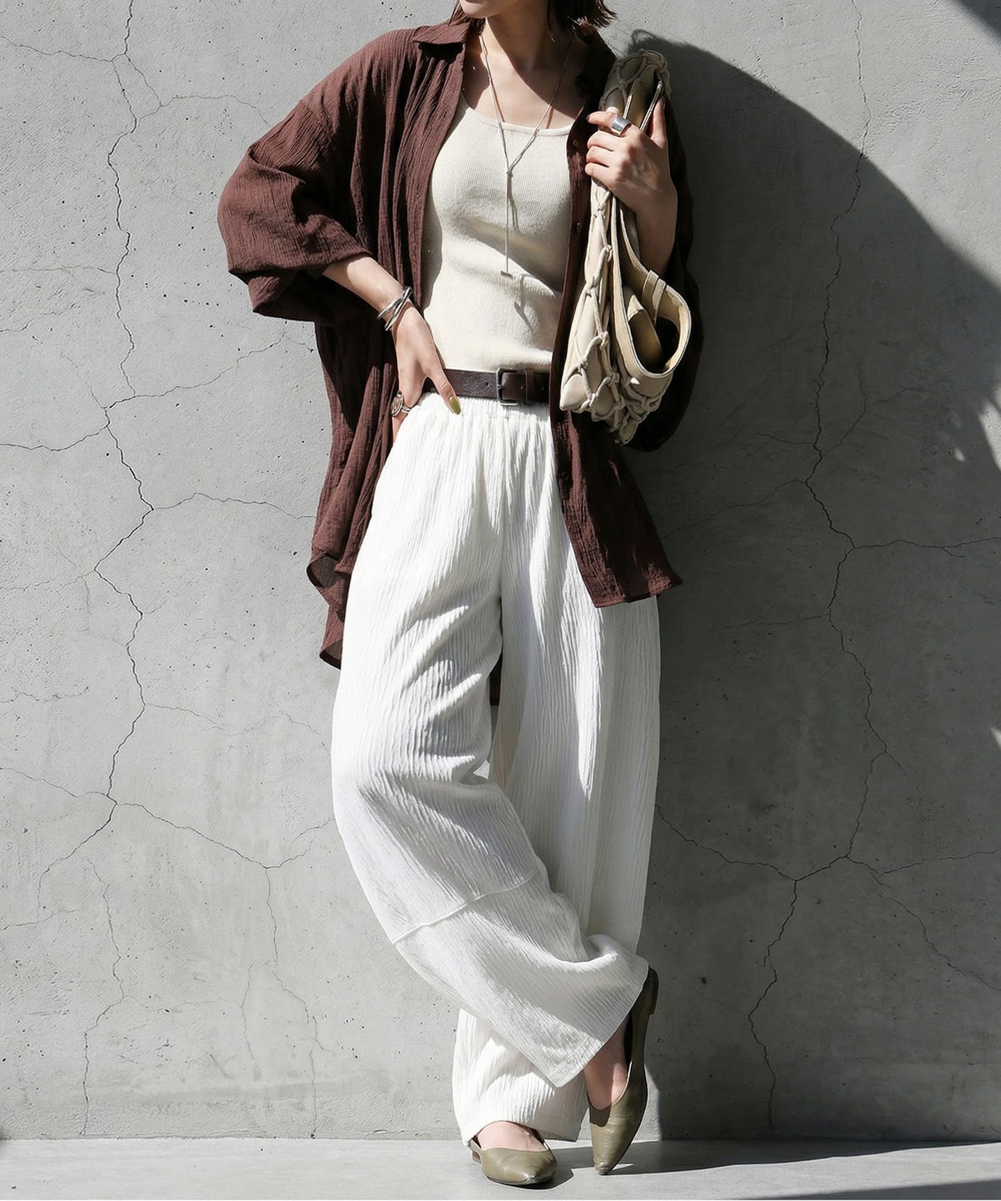 Pleated Curved Pants Ladies
