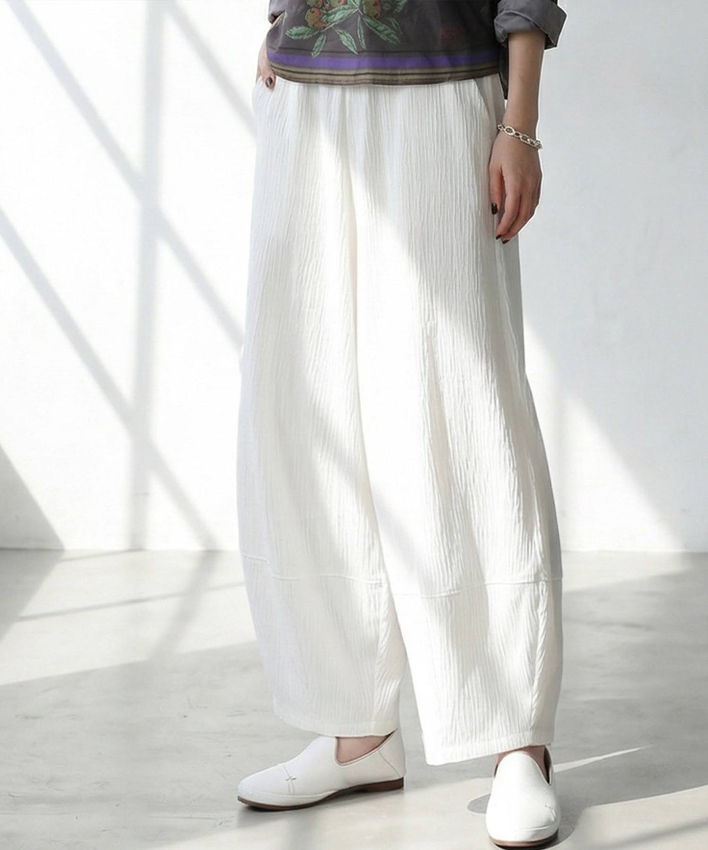 Pleated Curved Pants Ladies