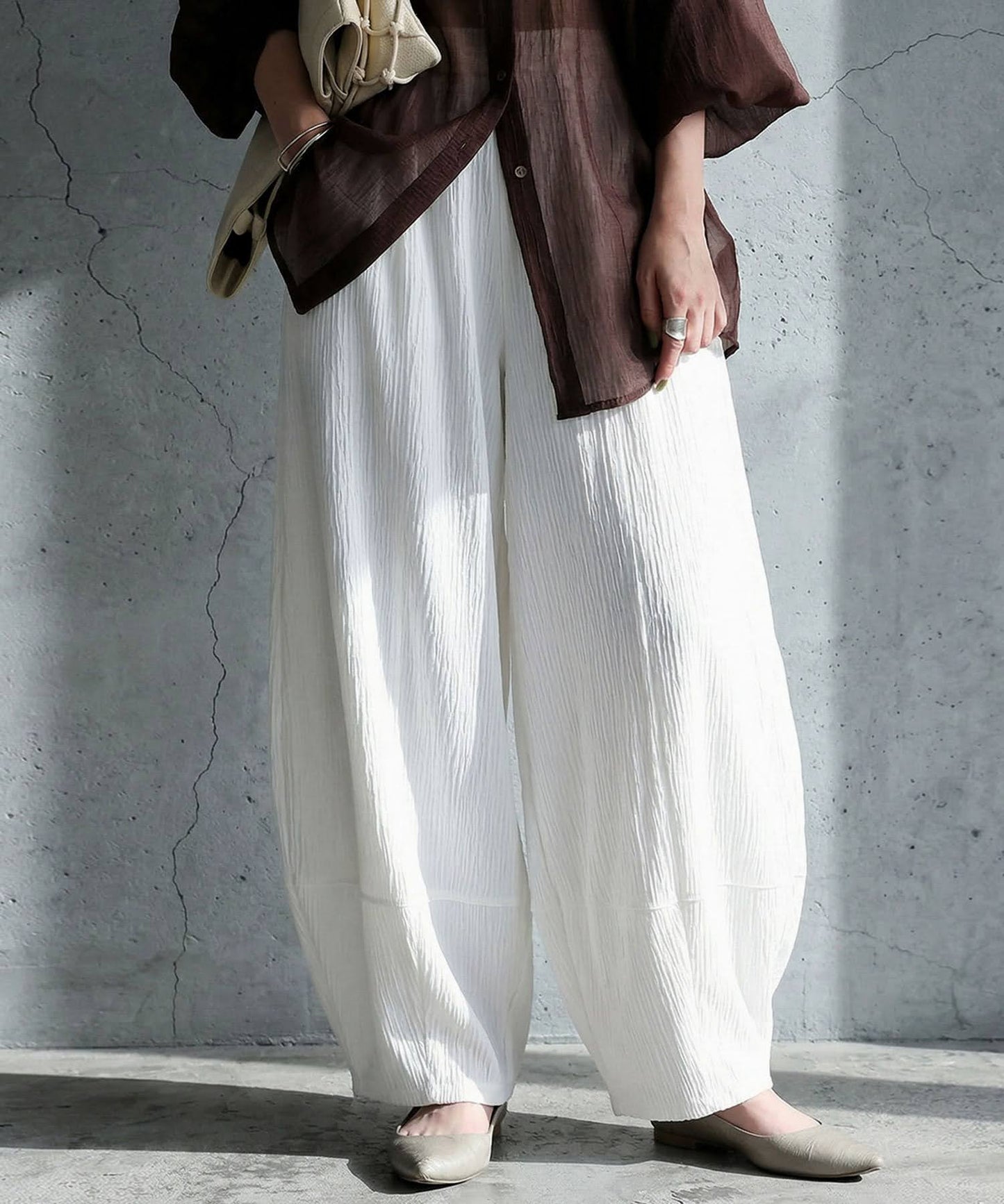 Pleated Curved Pants Ladies