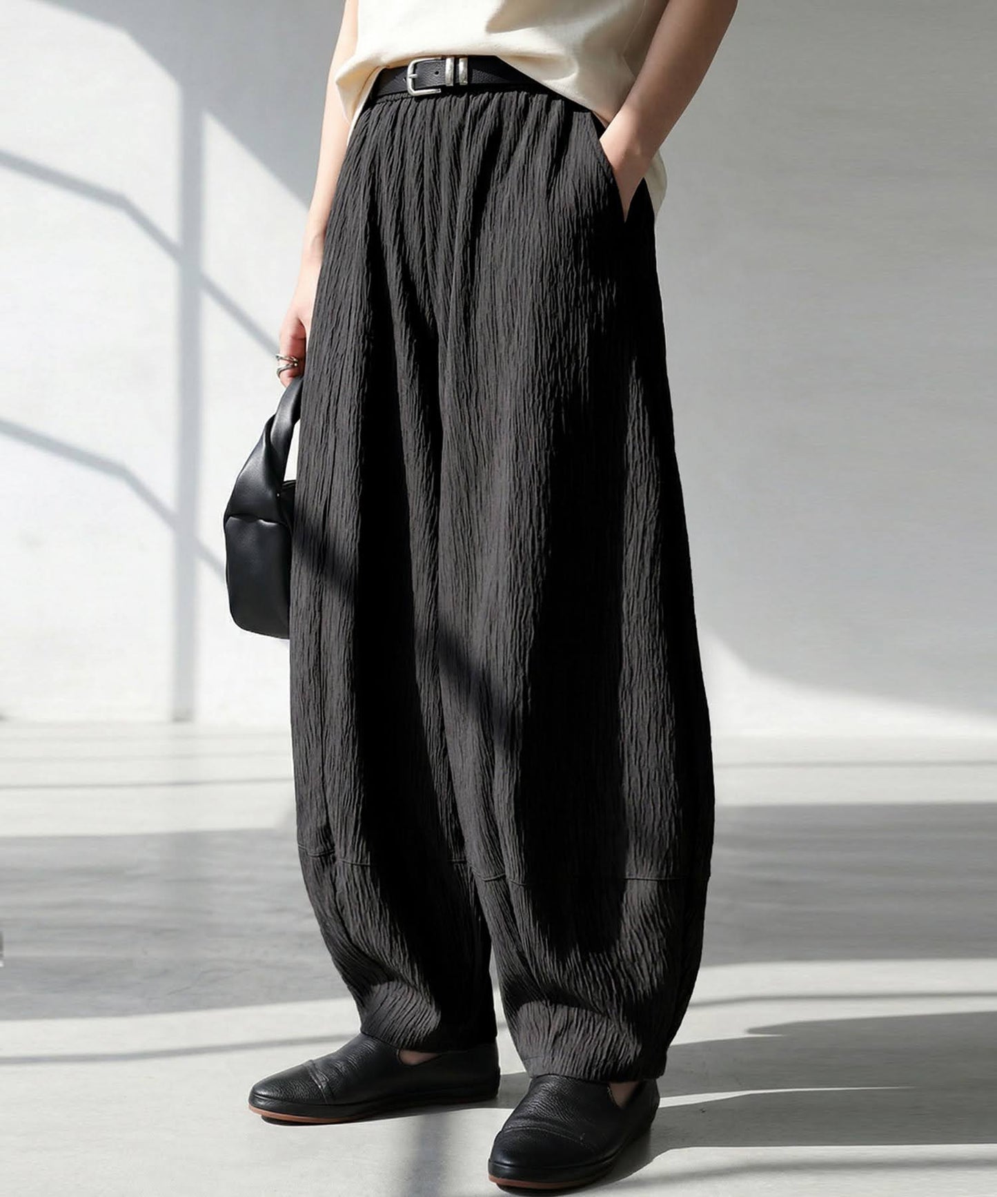 Pleated Curved Pants Ladies