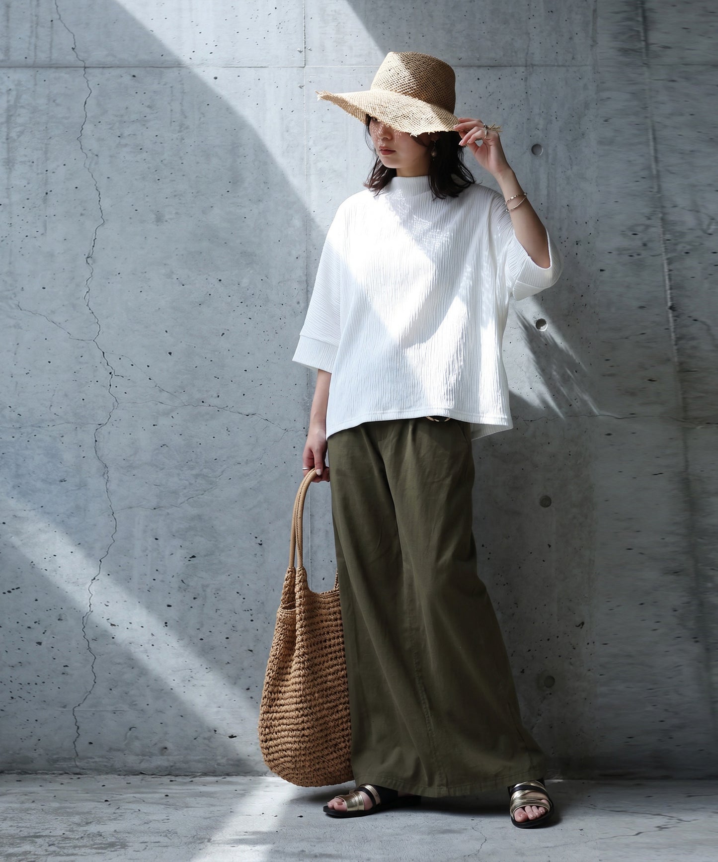 Mock Neck Crepe Knit Top Ladies