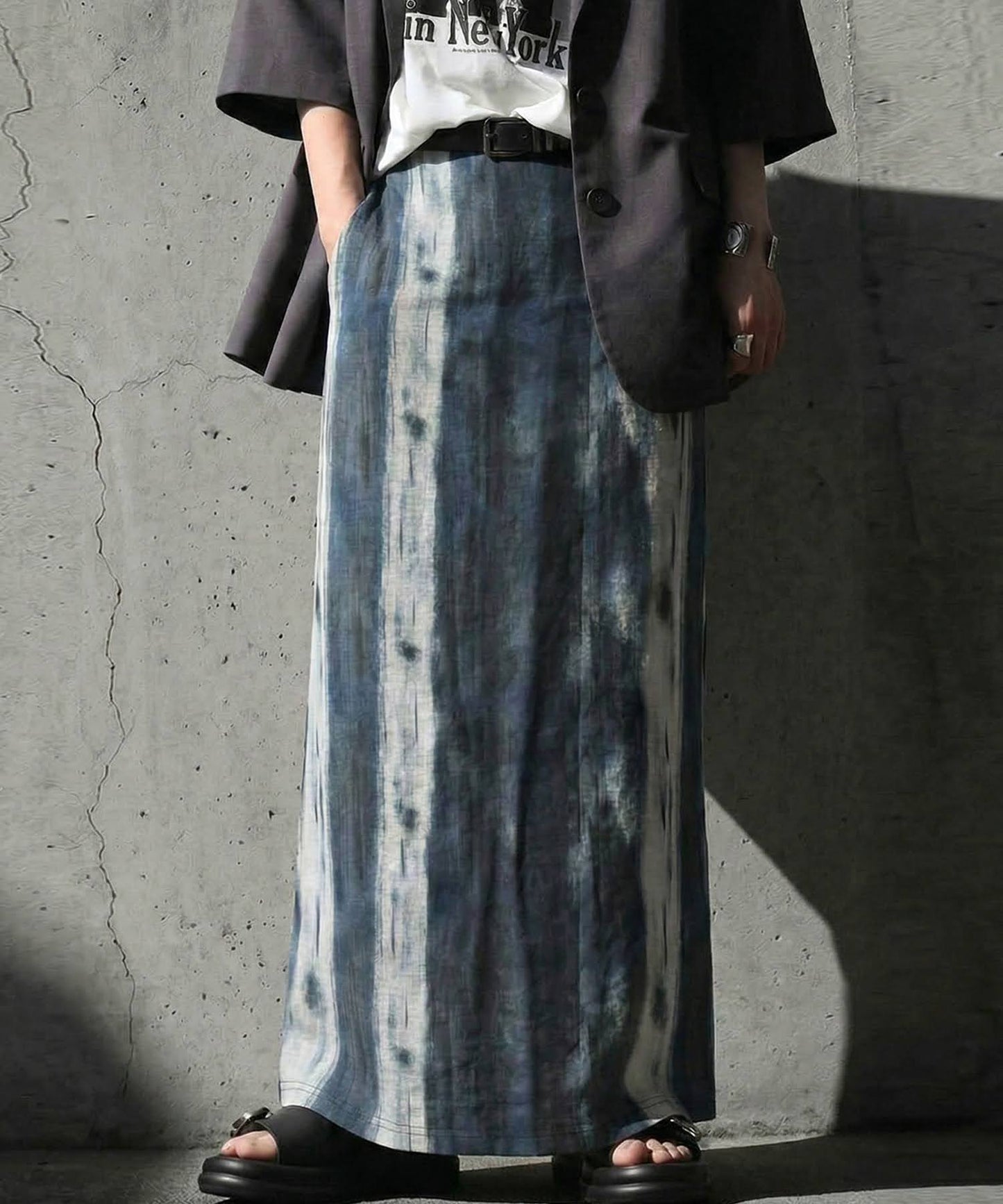 Watercolor Print Long Skirt Ladies