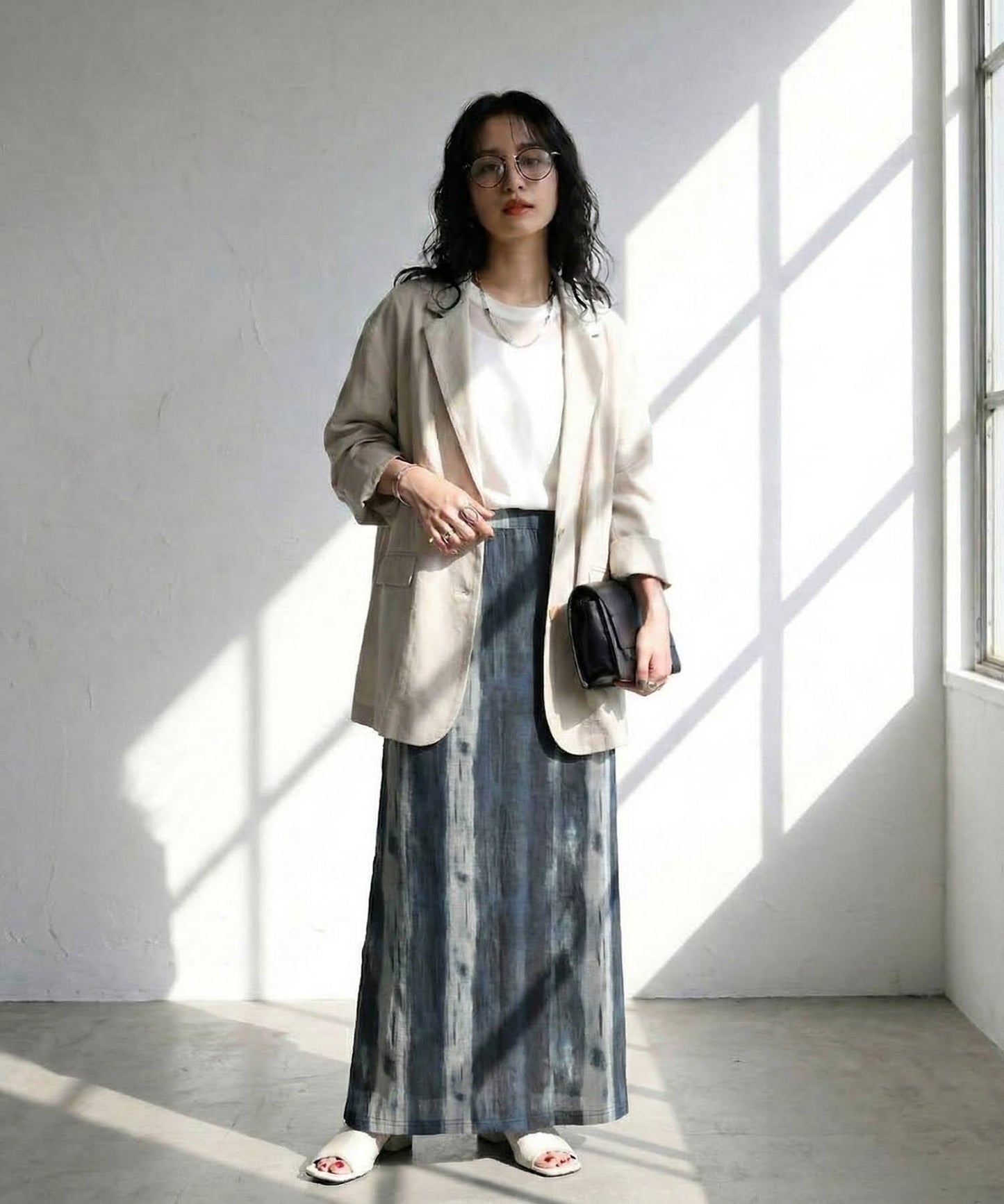 Watercolor Print Long Skirt Ladies