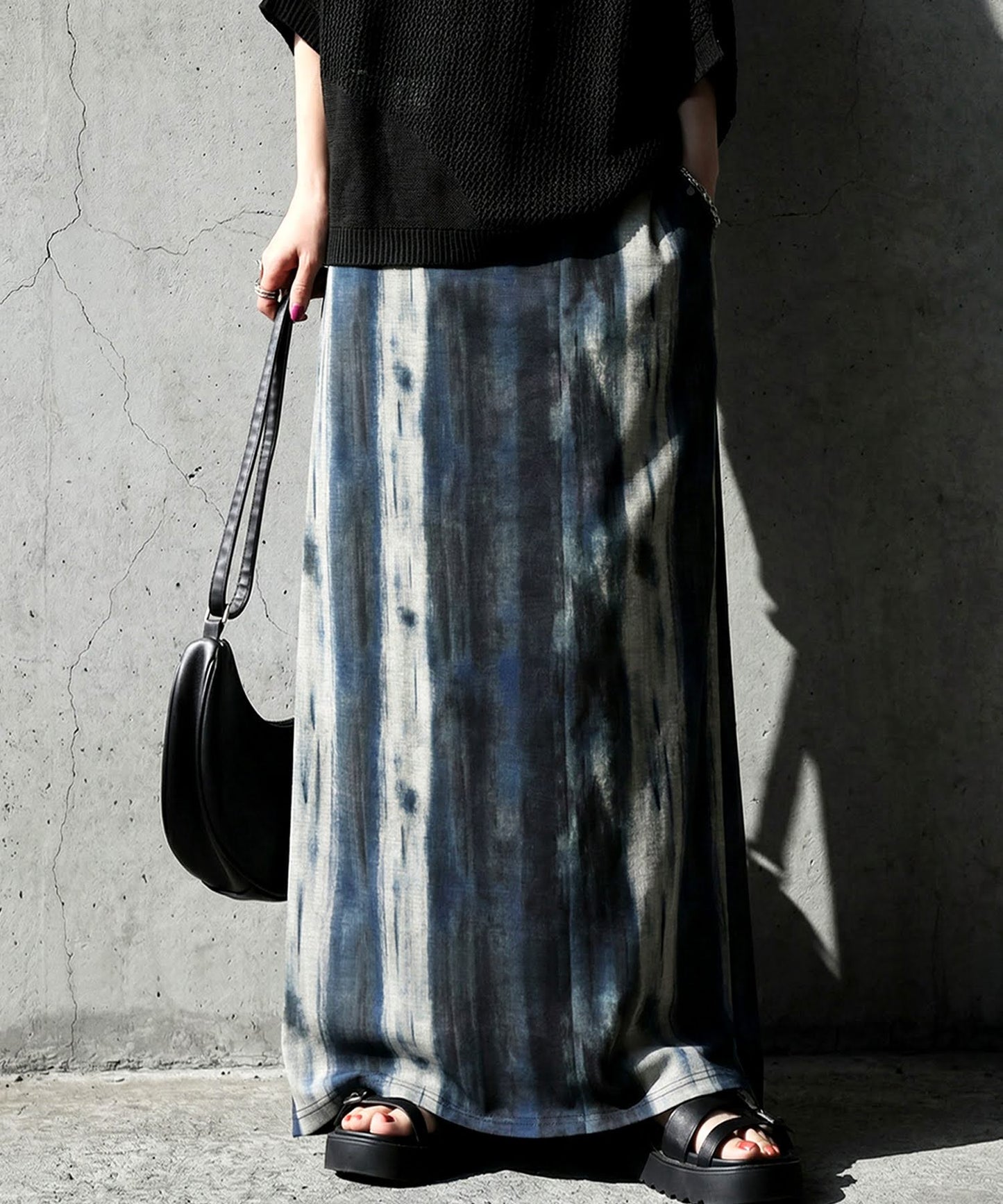 Watercolor Print Long Skirt Ladies