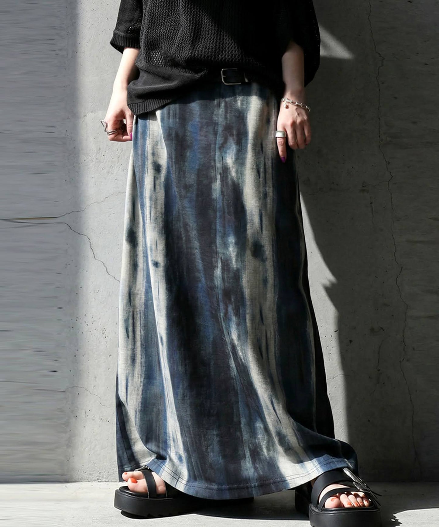 Watercolor Print Long Skirt Ladies