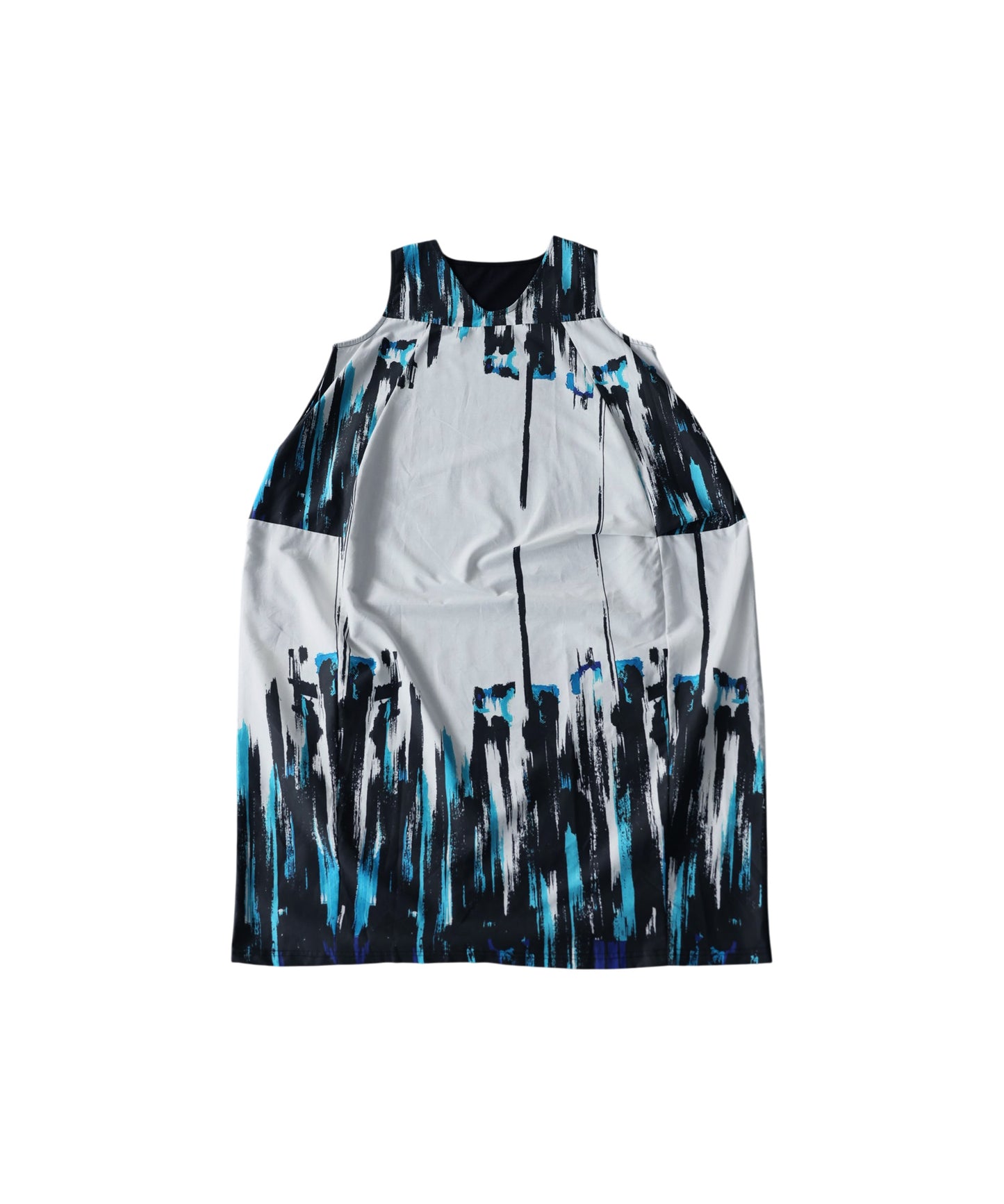 100% Cotton V-Neck Sleeveless Dress With Art Print Ladies