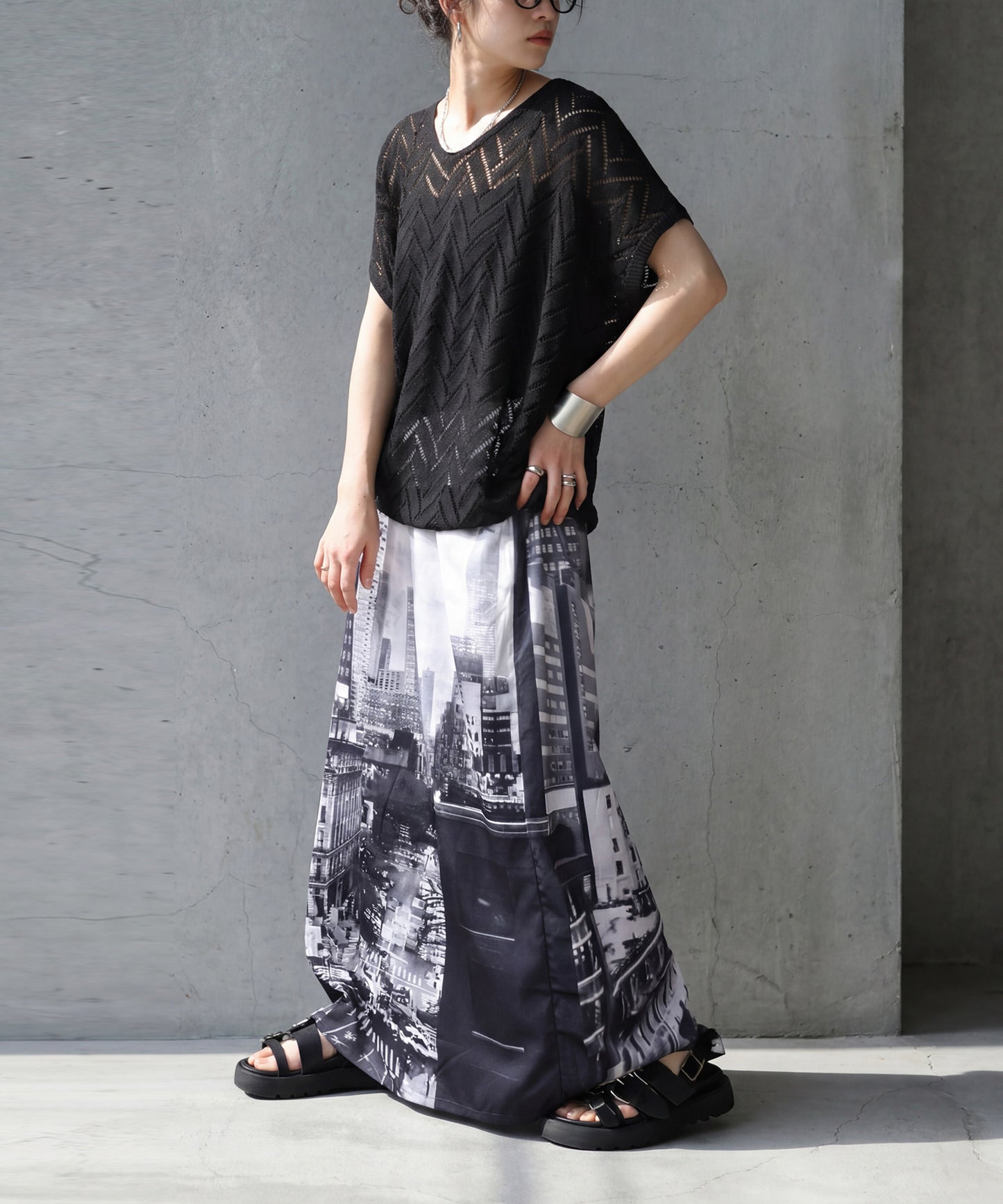 Photo Print Long Skirt Ladies