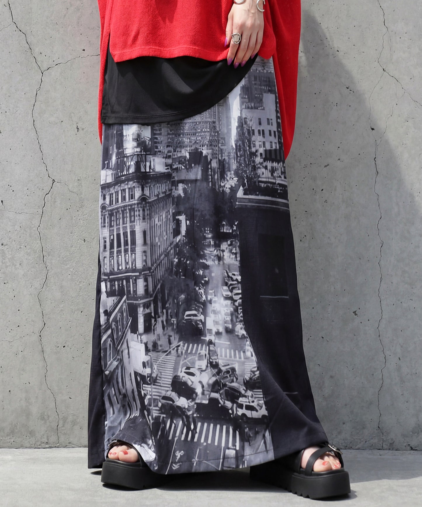 Photo Print Long Skirt Ladies