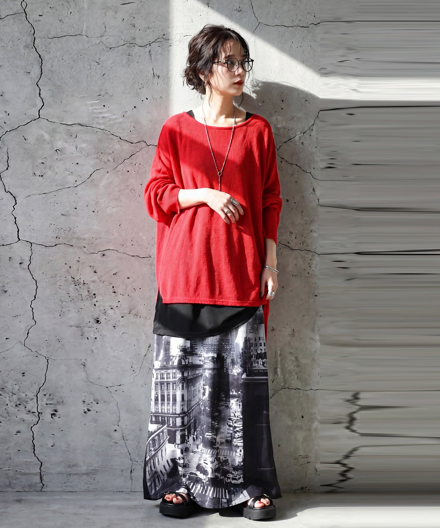 Photo Print Long Skirt Ladies