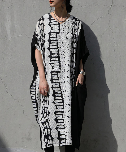 Cocoon Silhouette, Three-Dimensional Pattern, Color-Blocked Dress Ladies