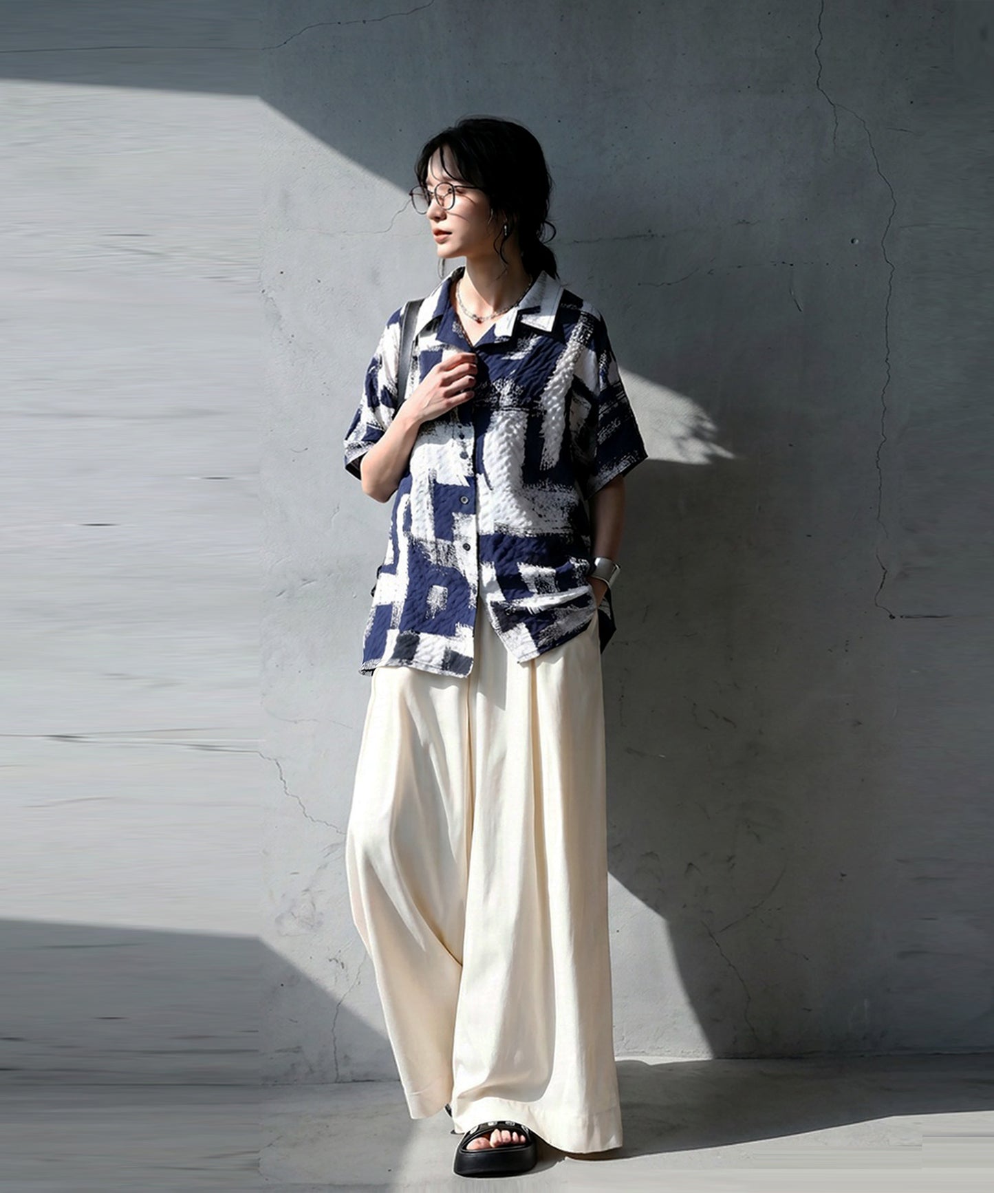 Art Print Textured Shirt Ladies