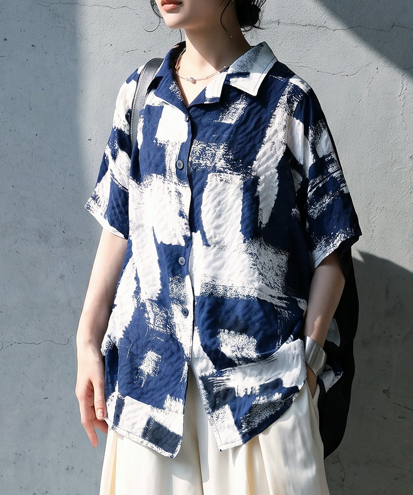 Art Print Textured Shirt Ladies