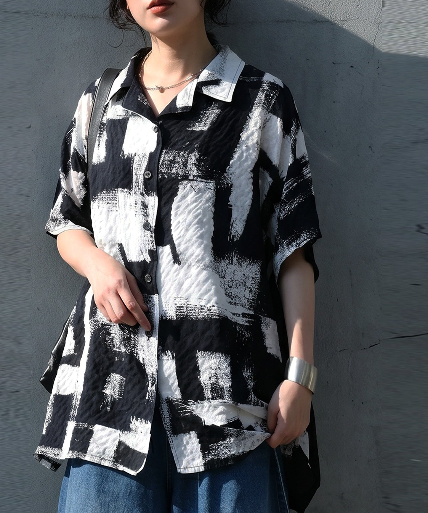 Art Print Textured Shirt Ladies