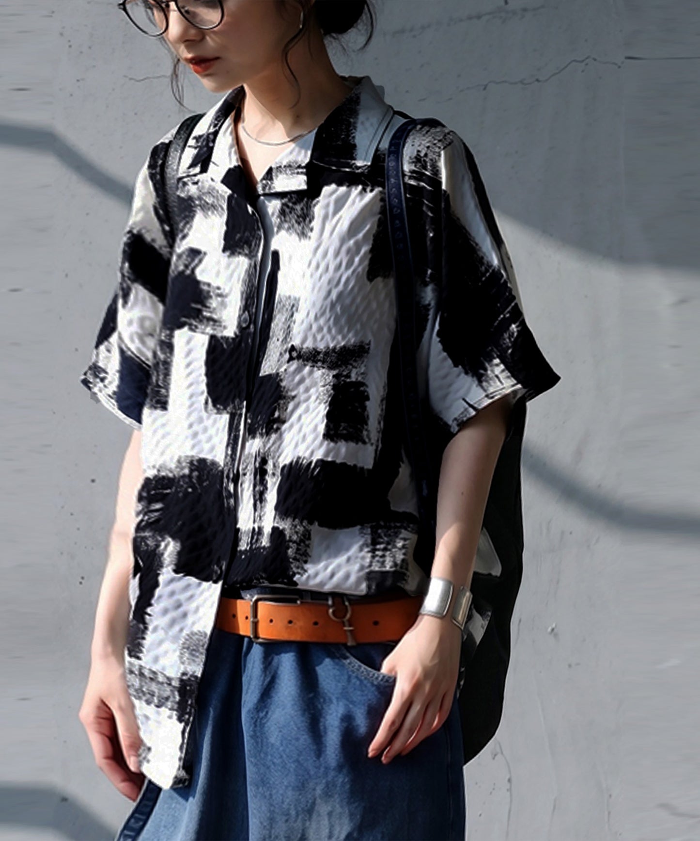 Art Print Textured Shirt Ladies
