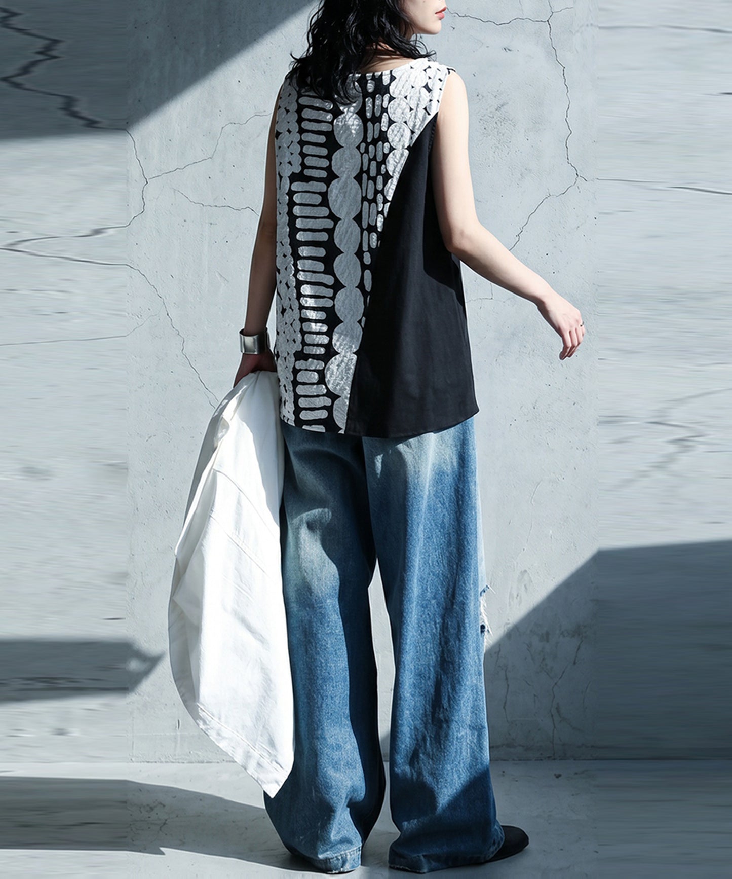 Color-Blocked Asymmetrical Tank Top Ladies