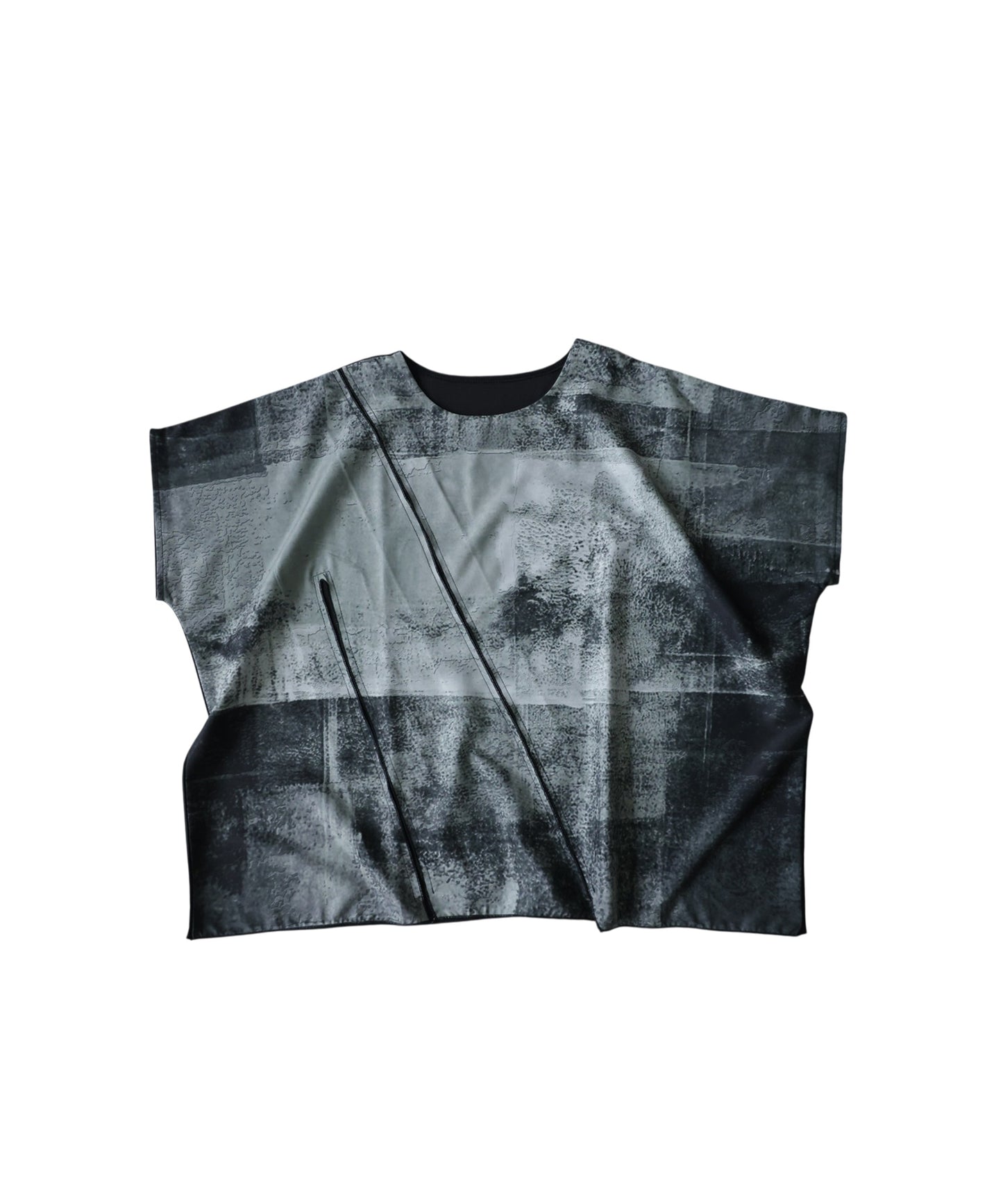 Material-Blocked Art Print Dolman Top Ladies
