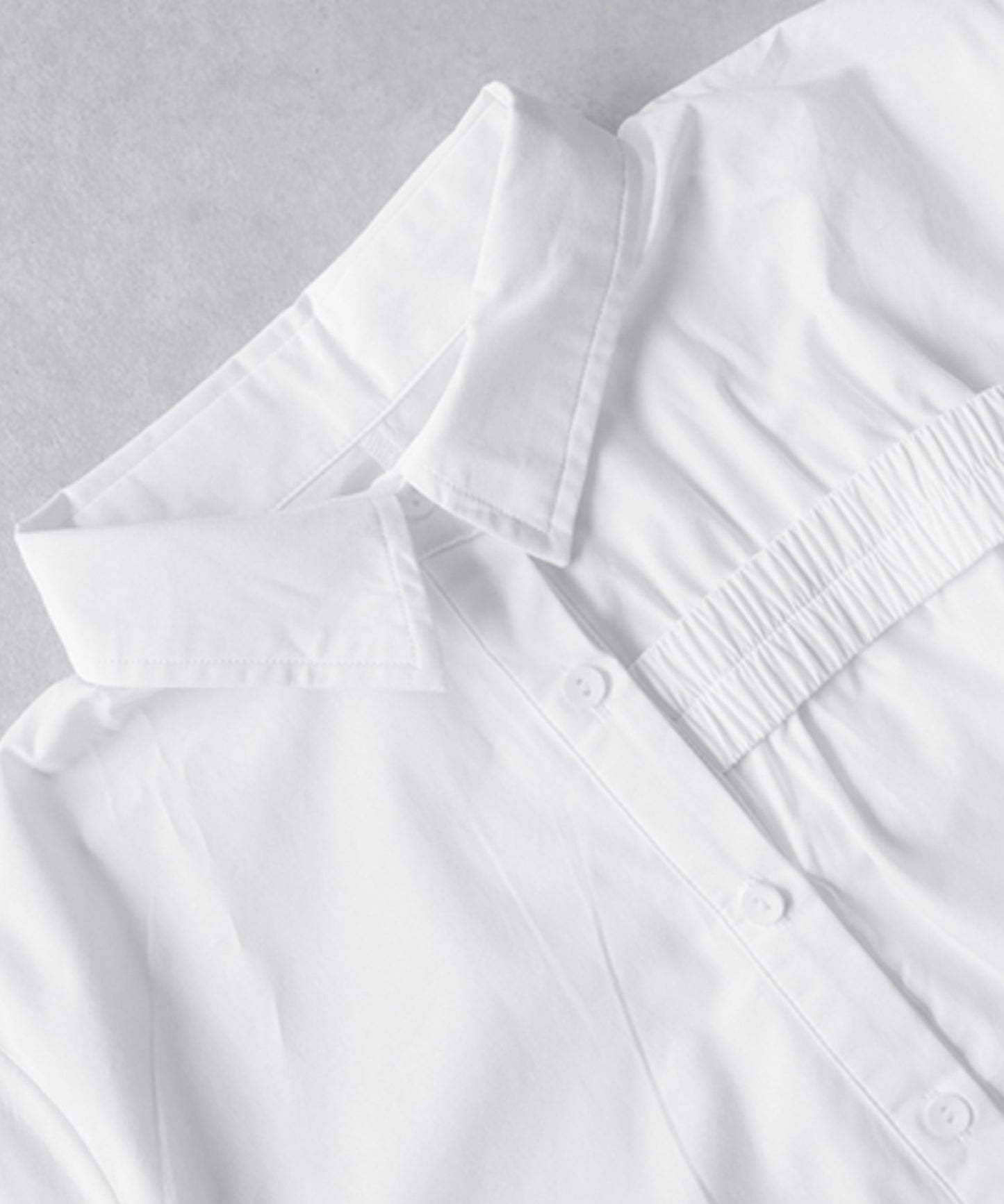 100% Cotton Asymmetrical Shirring Flare Shirt Ladies