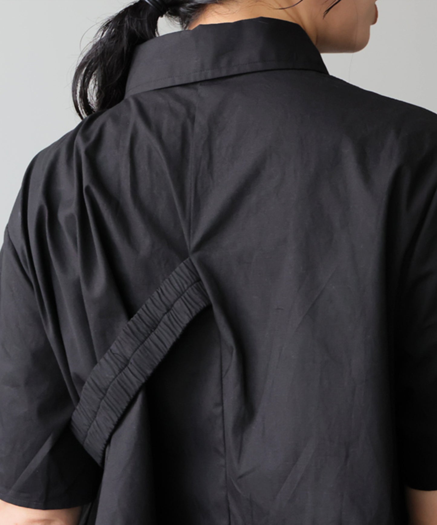 100% Cotton Asymmetrical Shirring Flare Shirt Ladies
