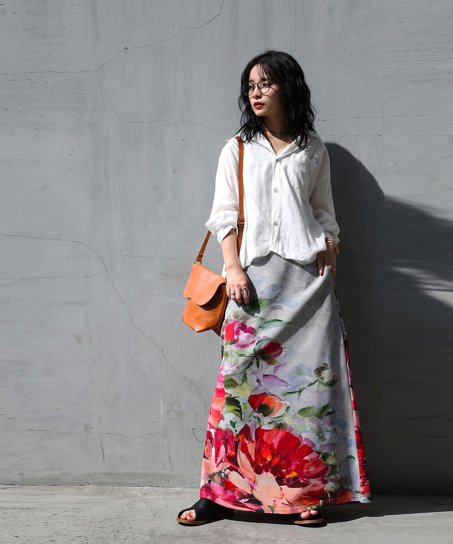 Floral Print A-Line Long Skirt Ladies