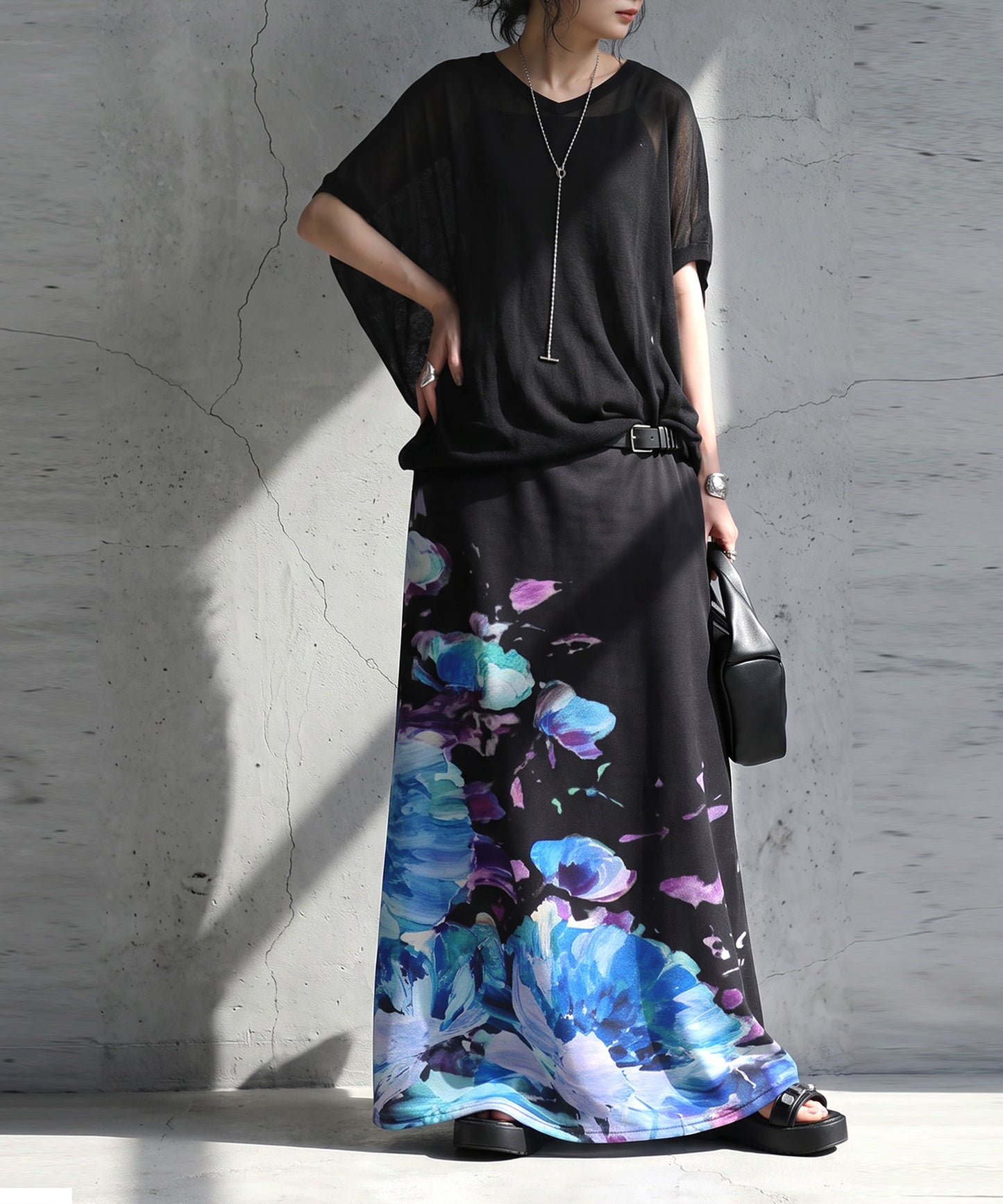 Floral Print A-Line Long Skirt Ladies