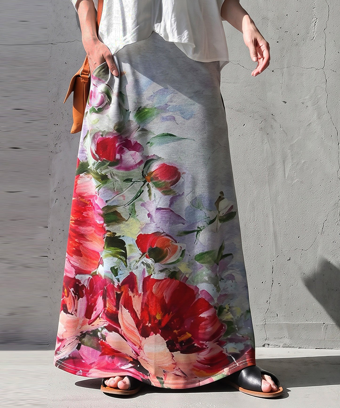 Floral Print A-Line Long Skirt Ladies
