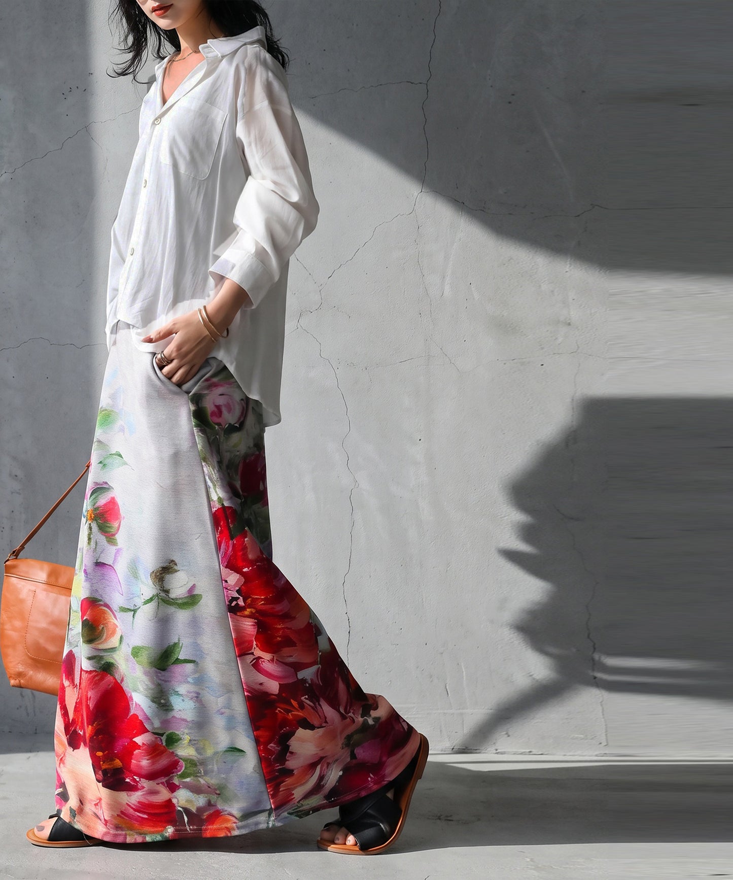 Floral Print A-Line Long Skirt Ladies