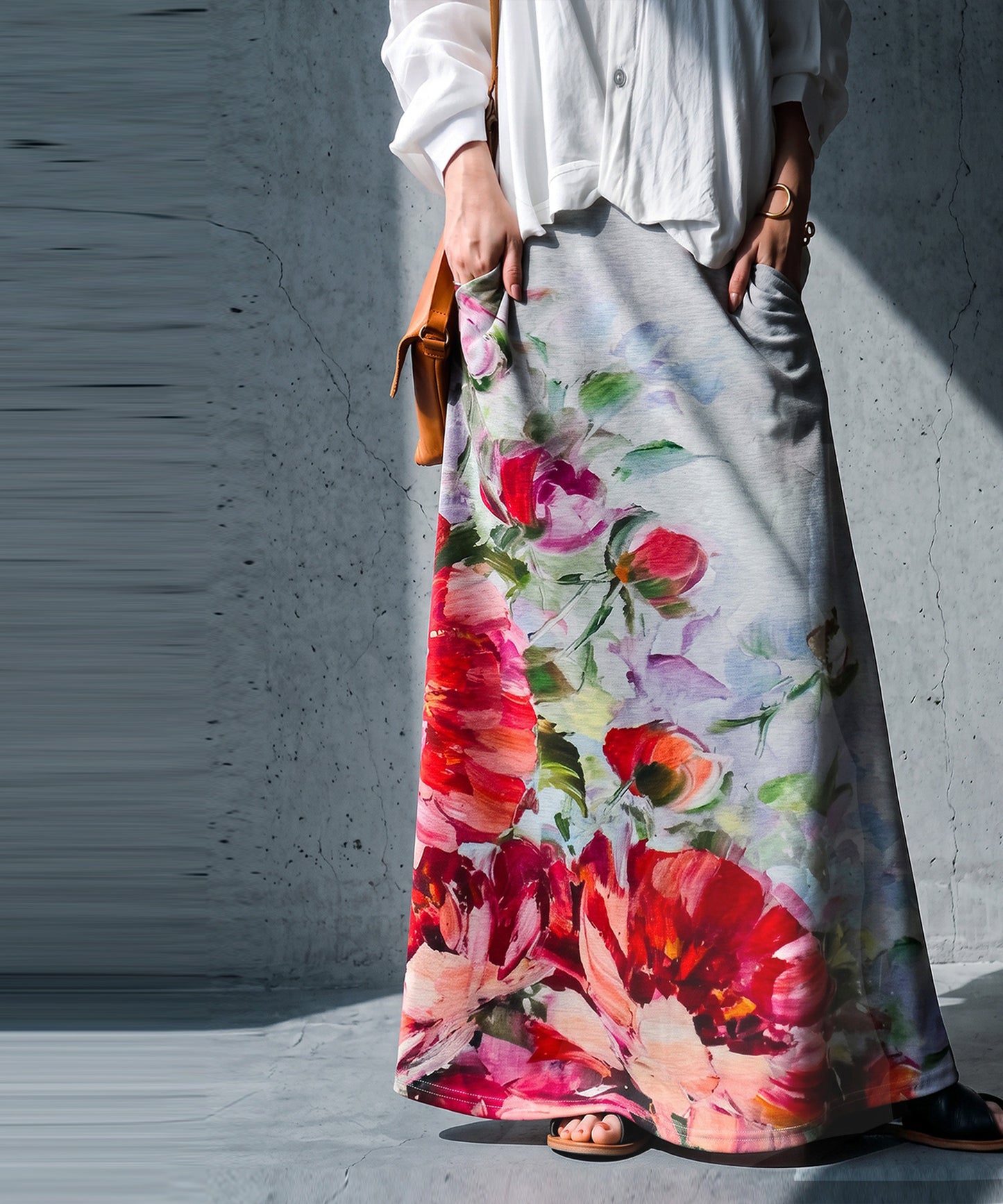 Floral Print A-Line Long Skirt Ladies