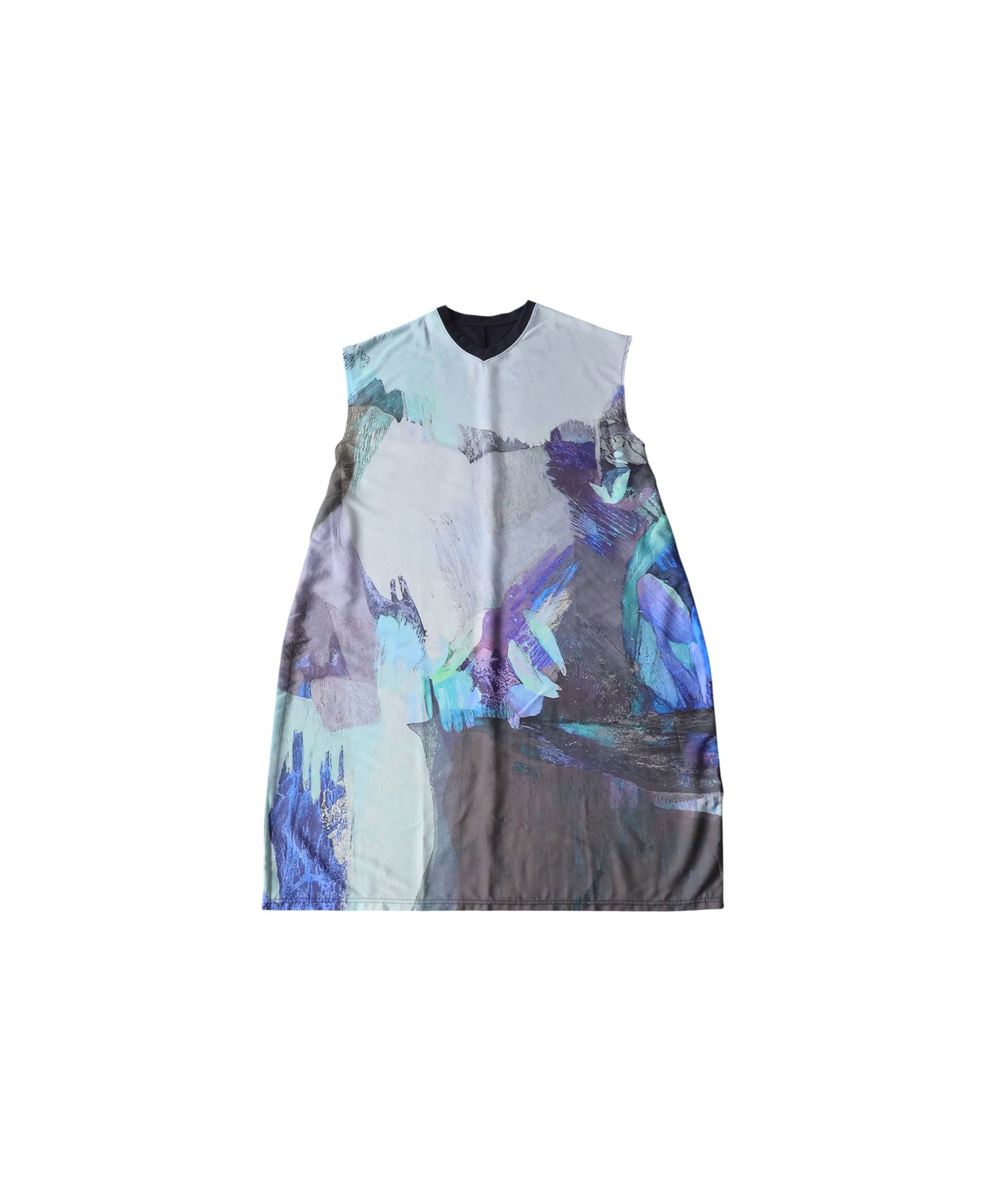 French Sleeve A-Line Art Print Dress Ladies