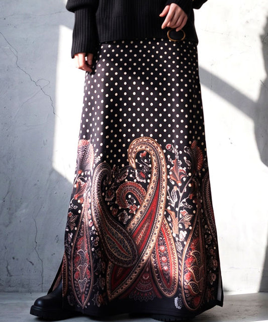 Paisley Polka Dot I-Line Long Skirt Ladies