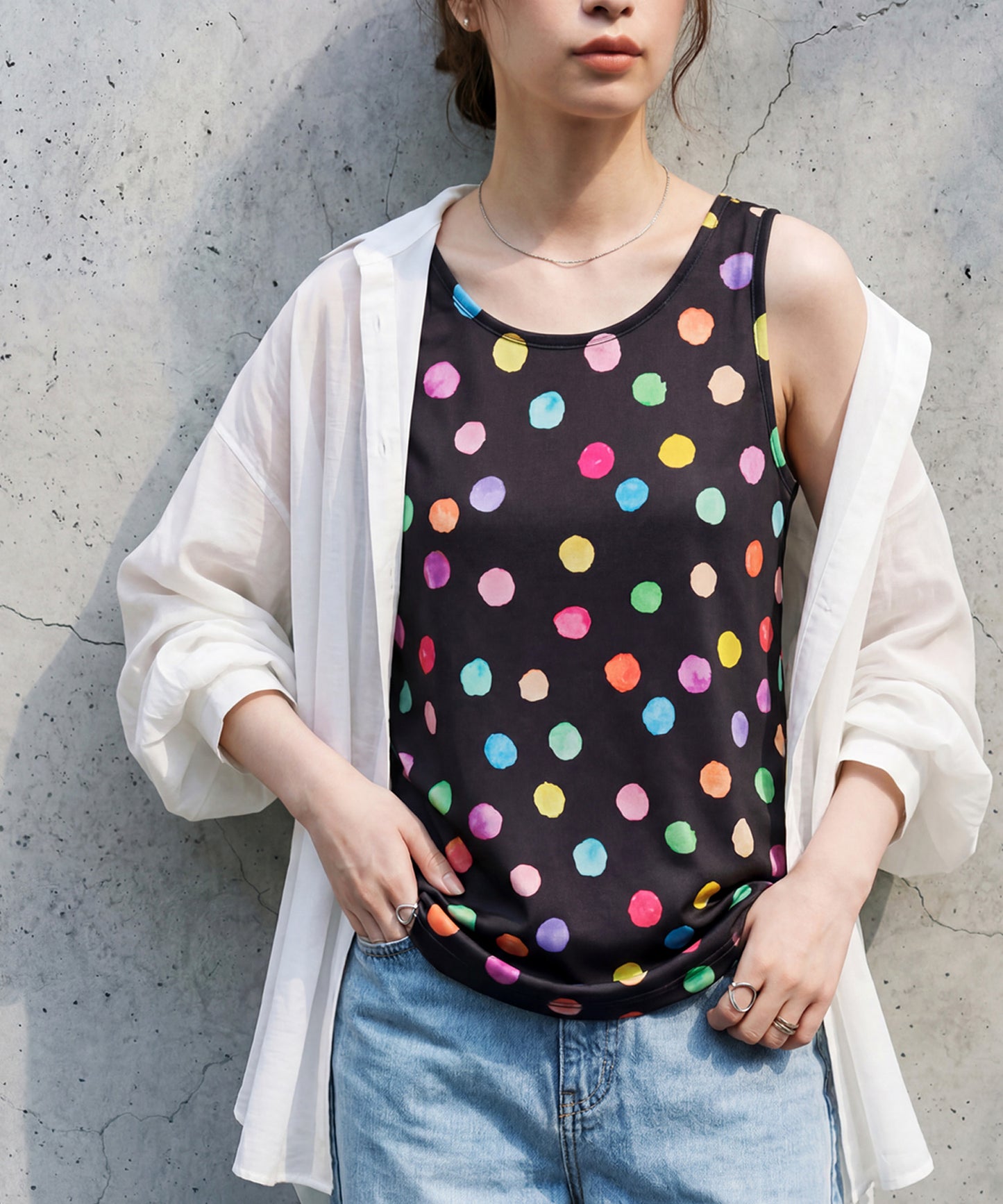 Colorful Polka Dot Tank Top Ladies