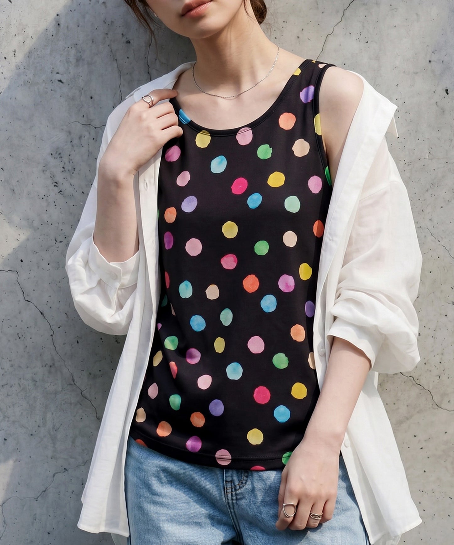 Colorful Polka Dot Tank Top Ladies