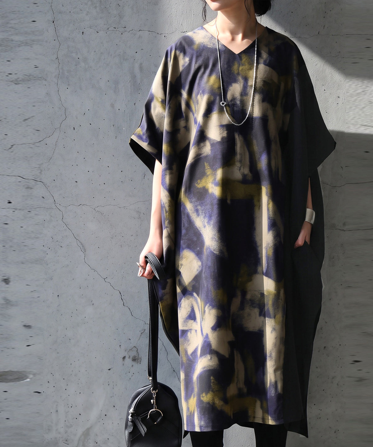 Art Print Color-Block Cocoon Dress Ladies