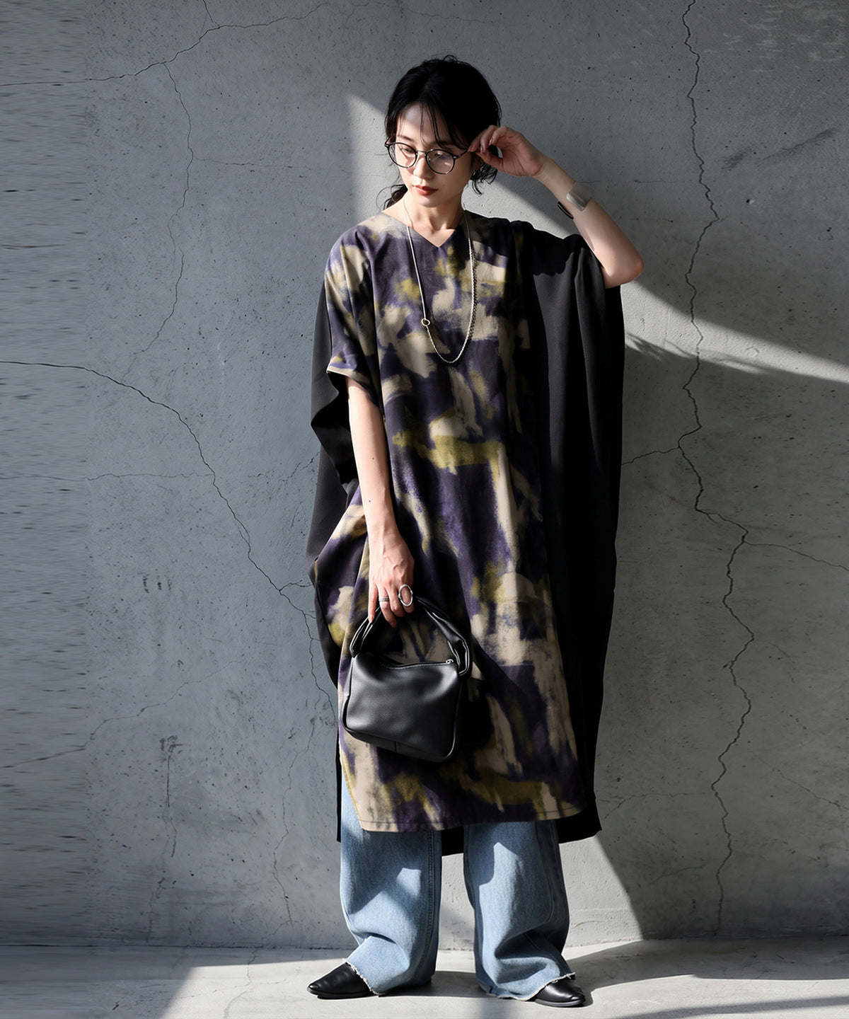 Art Print Color-Block Cocoon Dress Ladies