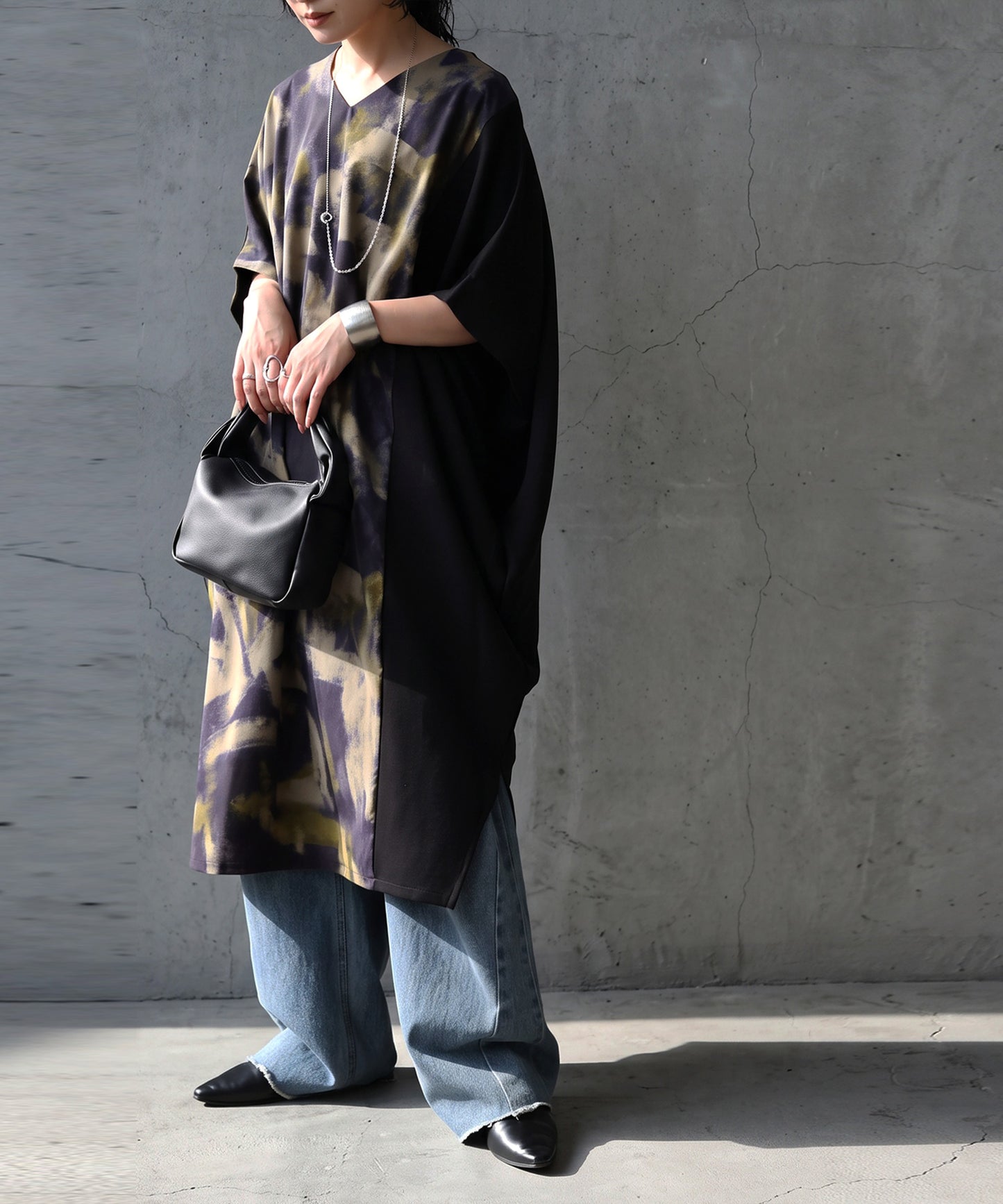 Art Print Color-Block Cocoon Dress Ladies