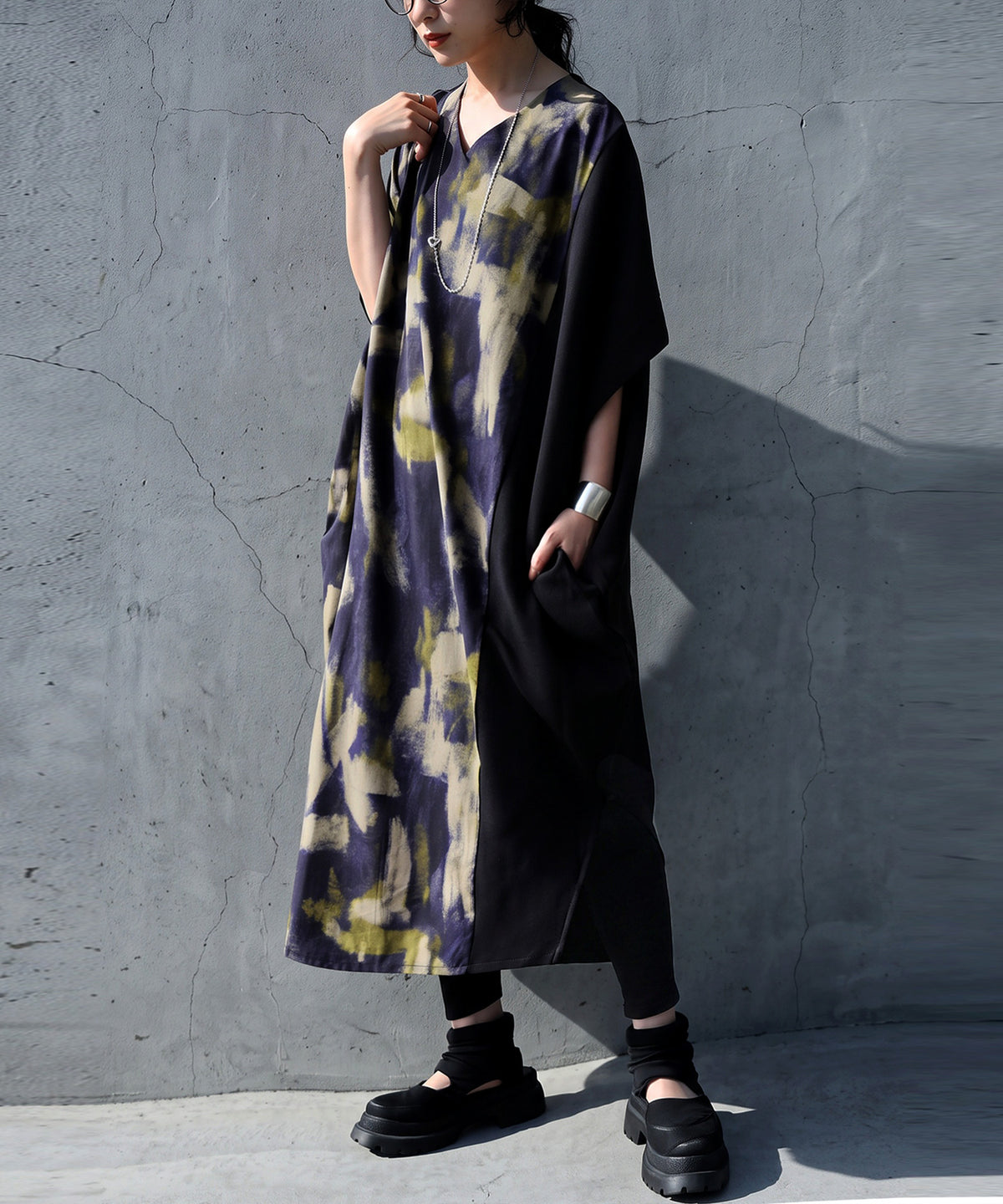 Art Print Color-Block Cocoon Dress Ladies