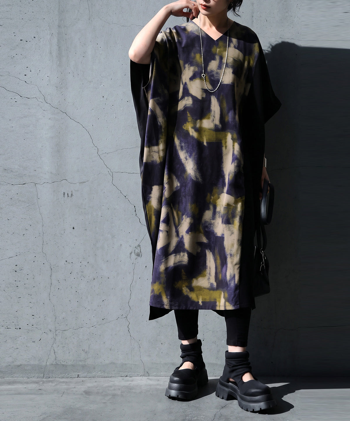 Art Print Color-Block Cocoon Dress Ladies